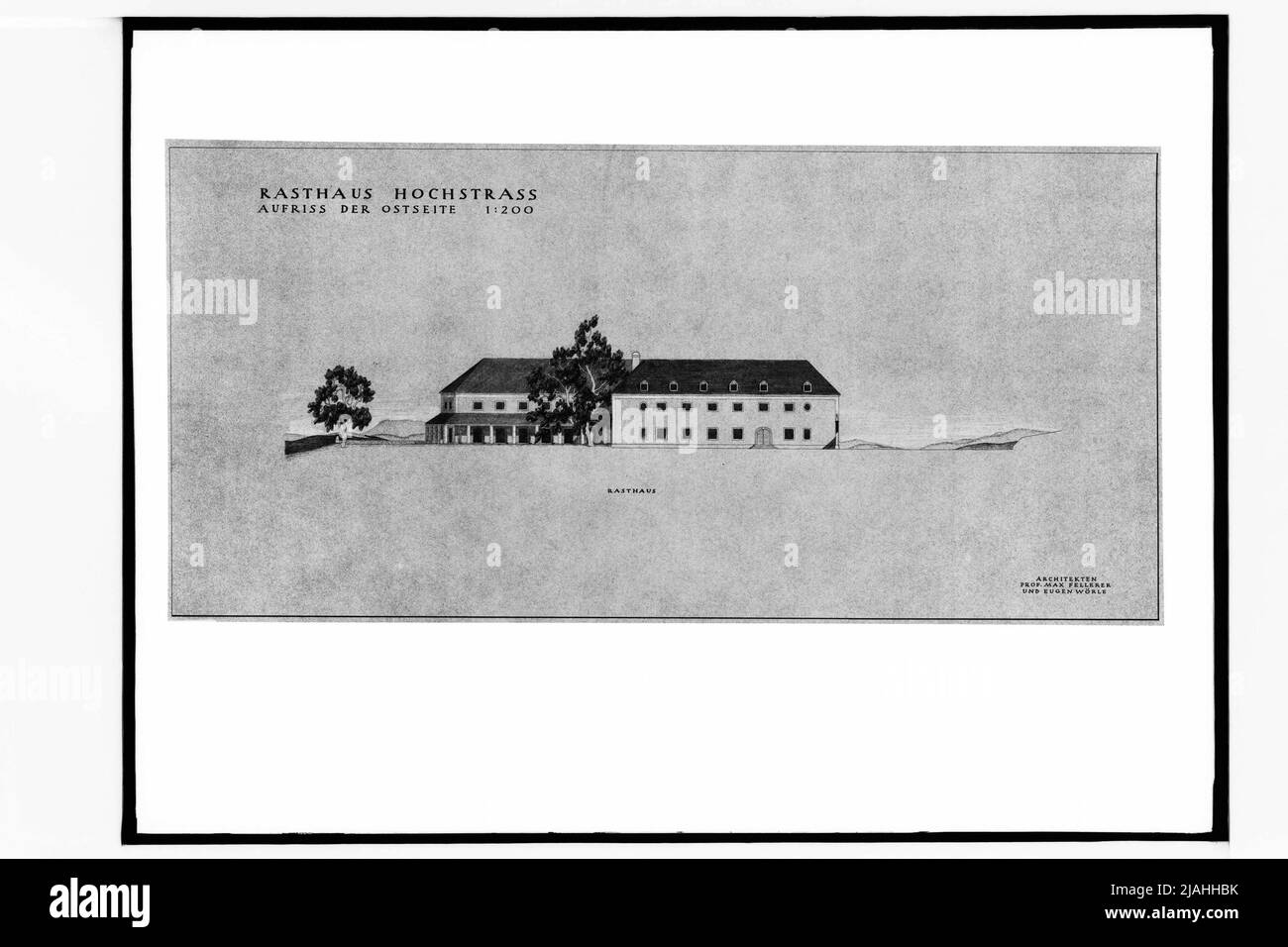 Projet pour le Rasthaus Hochstraß sur le Reichsautobahn (à gauche du côté est) par Max Fellerer et Eugen Wörle Banque D'Images