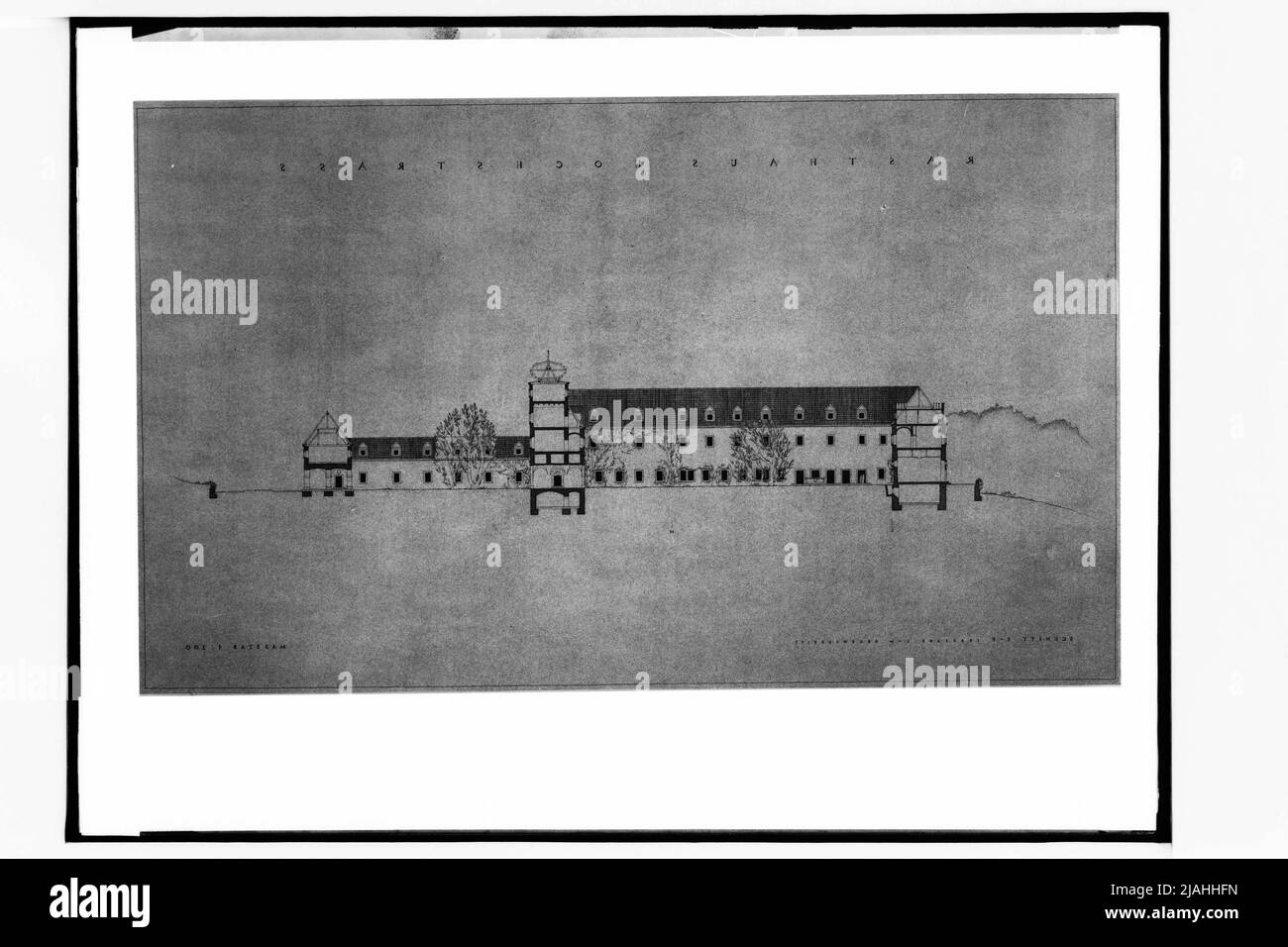 Projet pour le Rasthaus Hochstraß sur le Reichsautobahn (coupe e-F) Banque D'Images
