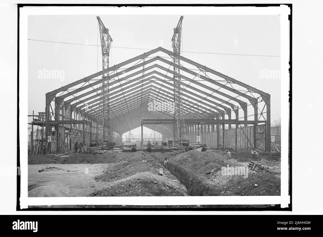 Construction d'une salle d'exposition sur le centre d'exposition (31 janvier 1939) Banque D'Images