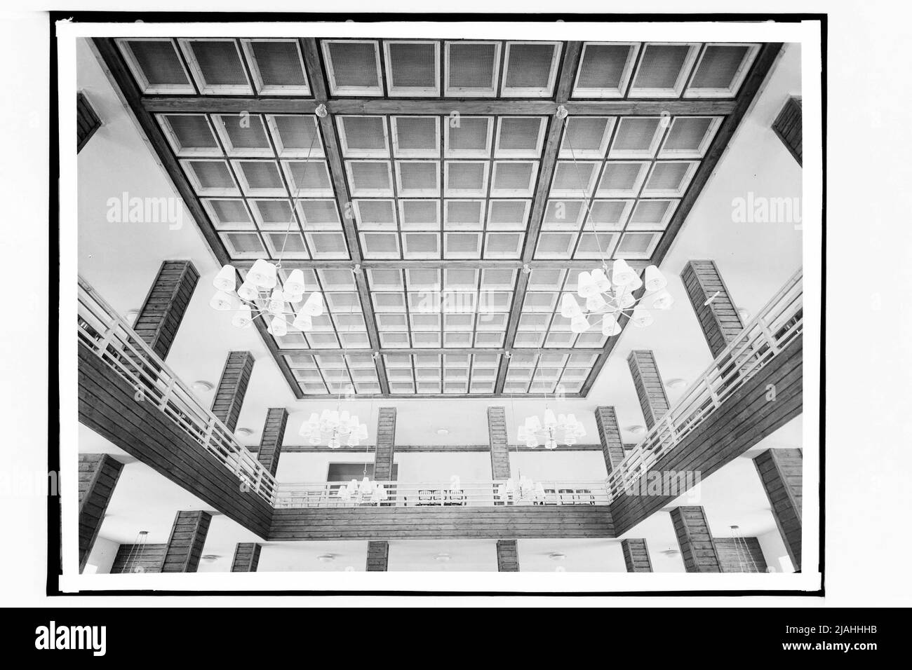 Bâtiment du restaurant sur le parc des expositions : vue intérieure Banque D'Images