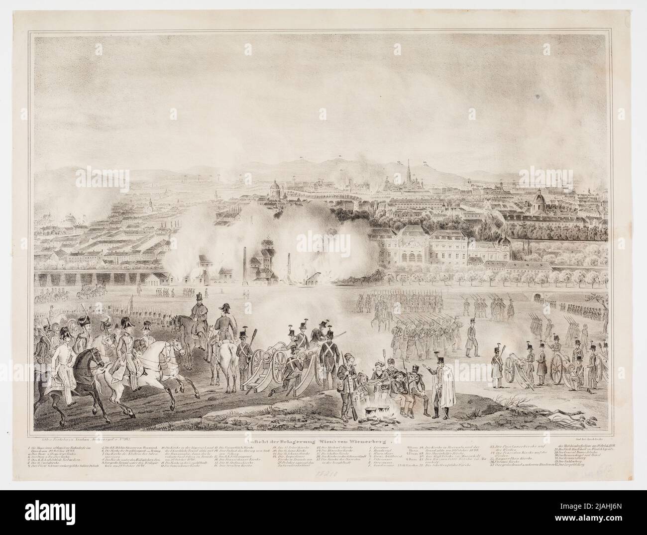 'Vue sur le siège de Vienne depuis Wienerberg.' (Vers le 28 octobre 1848). Bortoluzzi, lithographique, Jakob Loder, imprimante Banque D'Images