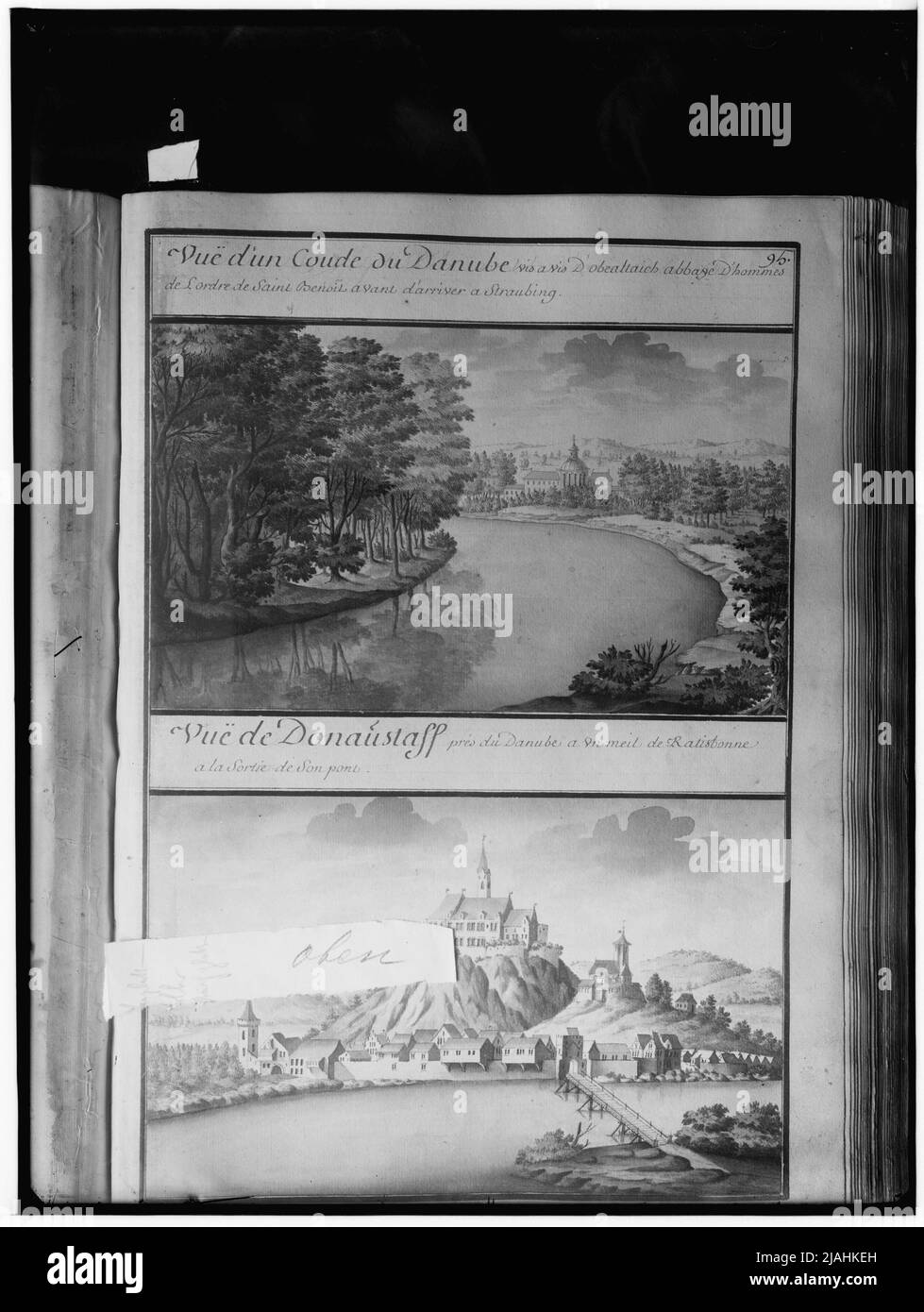 Vue sur l'abbaye d'Oberaltaich et de von Donauststaff sur le Danube (vers 1800) Banque D'Images