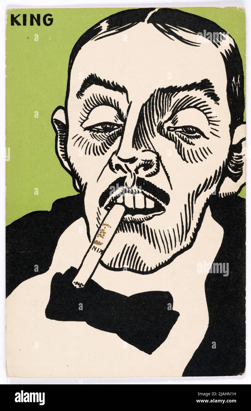 Carte postale du Wiener Werkstätte n° 732: 'Roi' [cigarette]. Discutable: Moriz Jung (1885-1915), artiste, Wiener Werkstätte, Maison d'édition Banque D'Images
