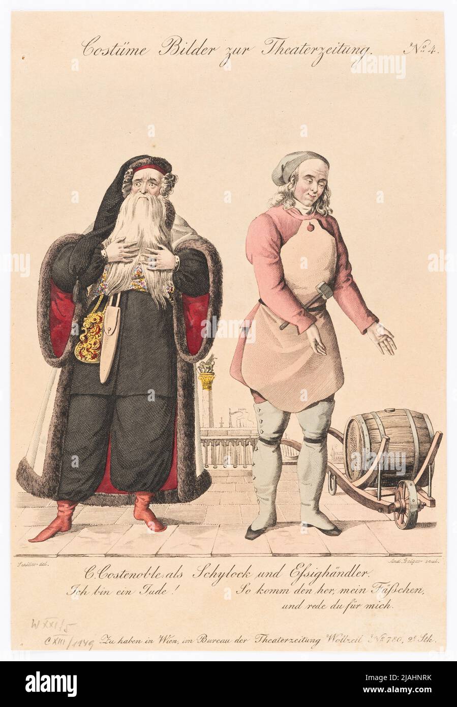 Karl Ludwig Costenble en tant que marchand de vinaigre et de Schylok dans 'The Merchant of Venice' (photo de costume n° 4 pour le journal de théâtre). Andreas Geiger (1765-1856), Copper Engraver, après: Johann Christian Schoeller (1782-1851), artiste Banque D'Images