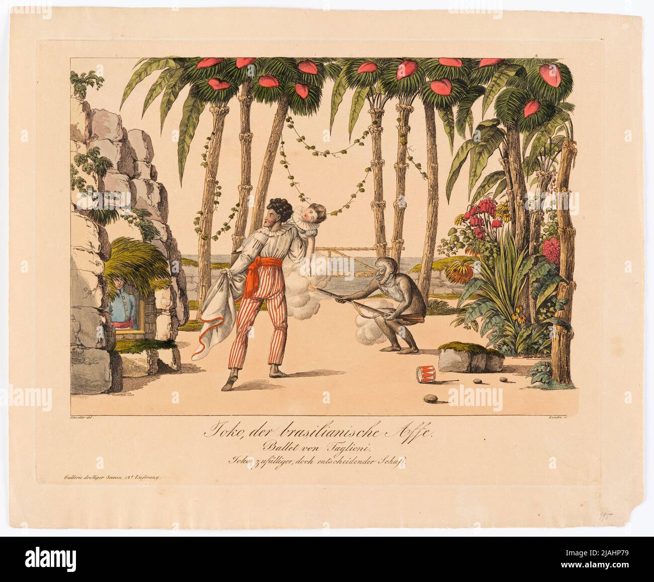 'Joko, le singe brésilien' de Taglioni (Gallerie Droller Scenen pour le journal de théâtre, 1st ans, n° 18). Johann Wenzel Zinke (1782-1851), Copper Engraver, après : Johann Christian Schoeller (1782-1851), artiste Banque D'Images