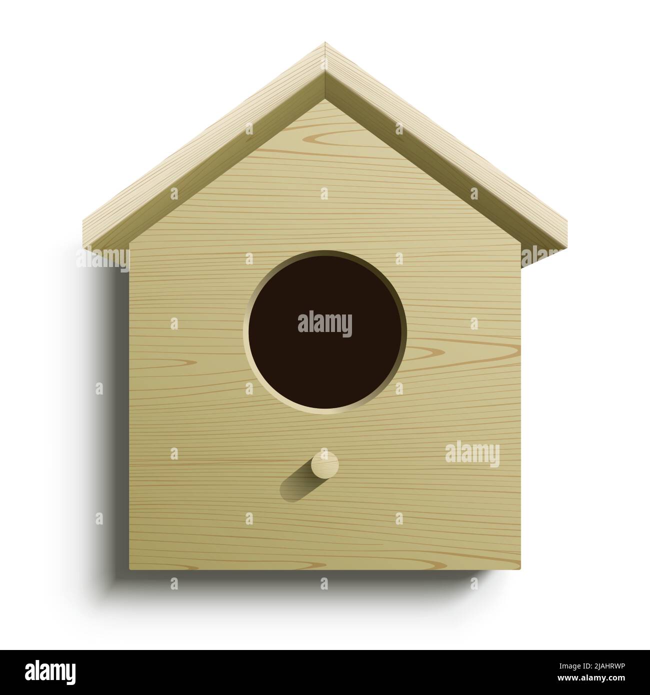 Maison d'oiseaux en bois isolée sur fond blanc. Illustration vectorielle de la maison d'oiseau 3D. Illustration de Vecteur