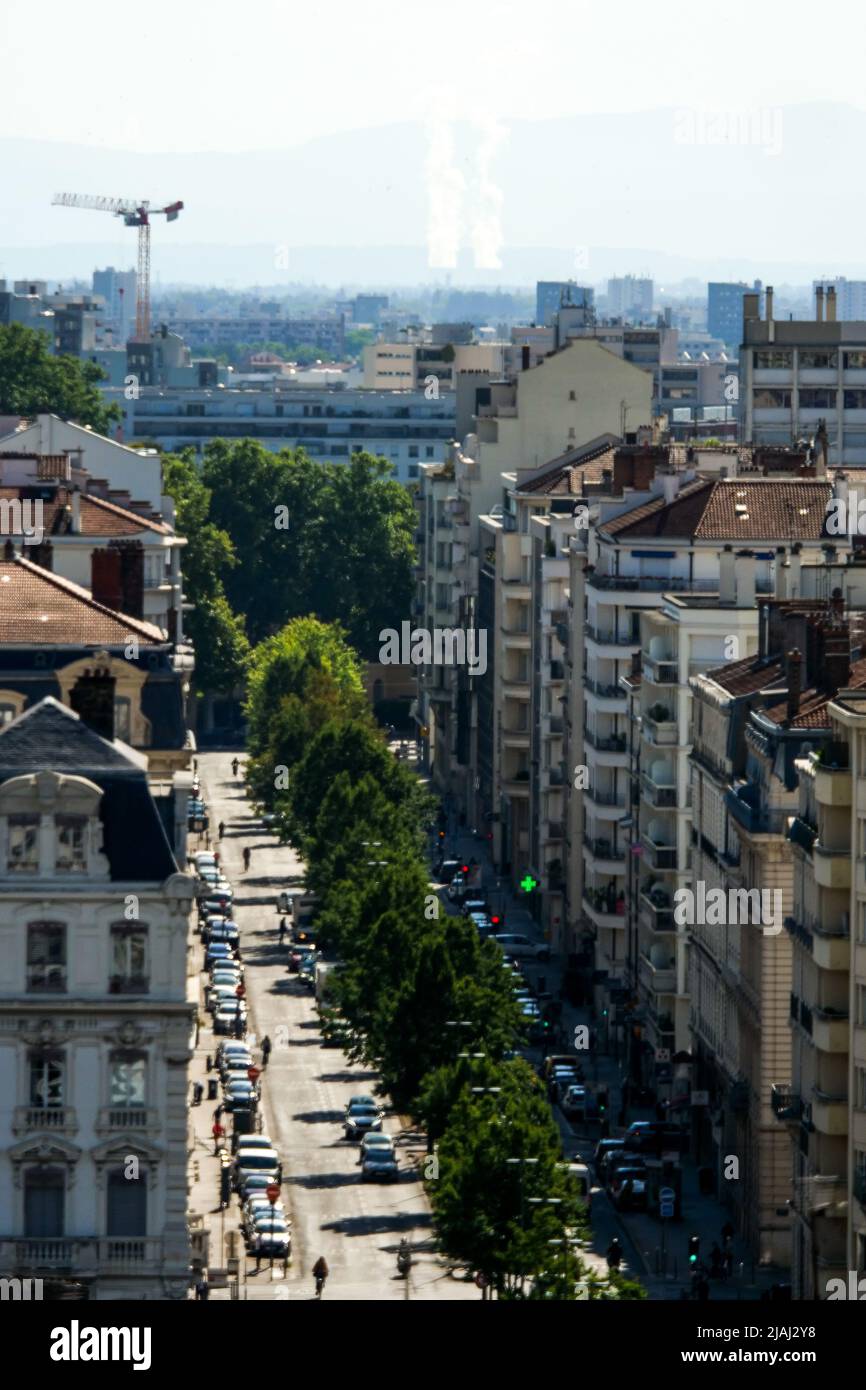La rue Duquesne et le quartier des Brotteaux, vus du quartier de Croix ...