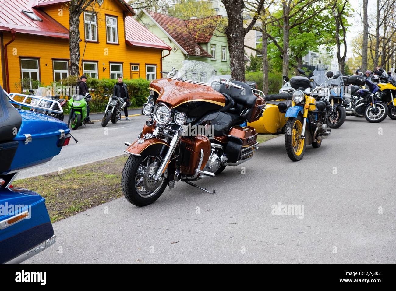 Ouverture de la saison estonienne de la moto. Rassemblement de motocyclistes ou rassemblement. Banque D'Images