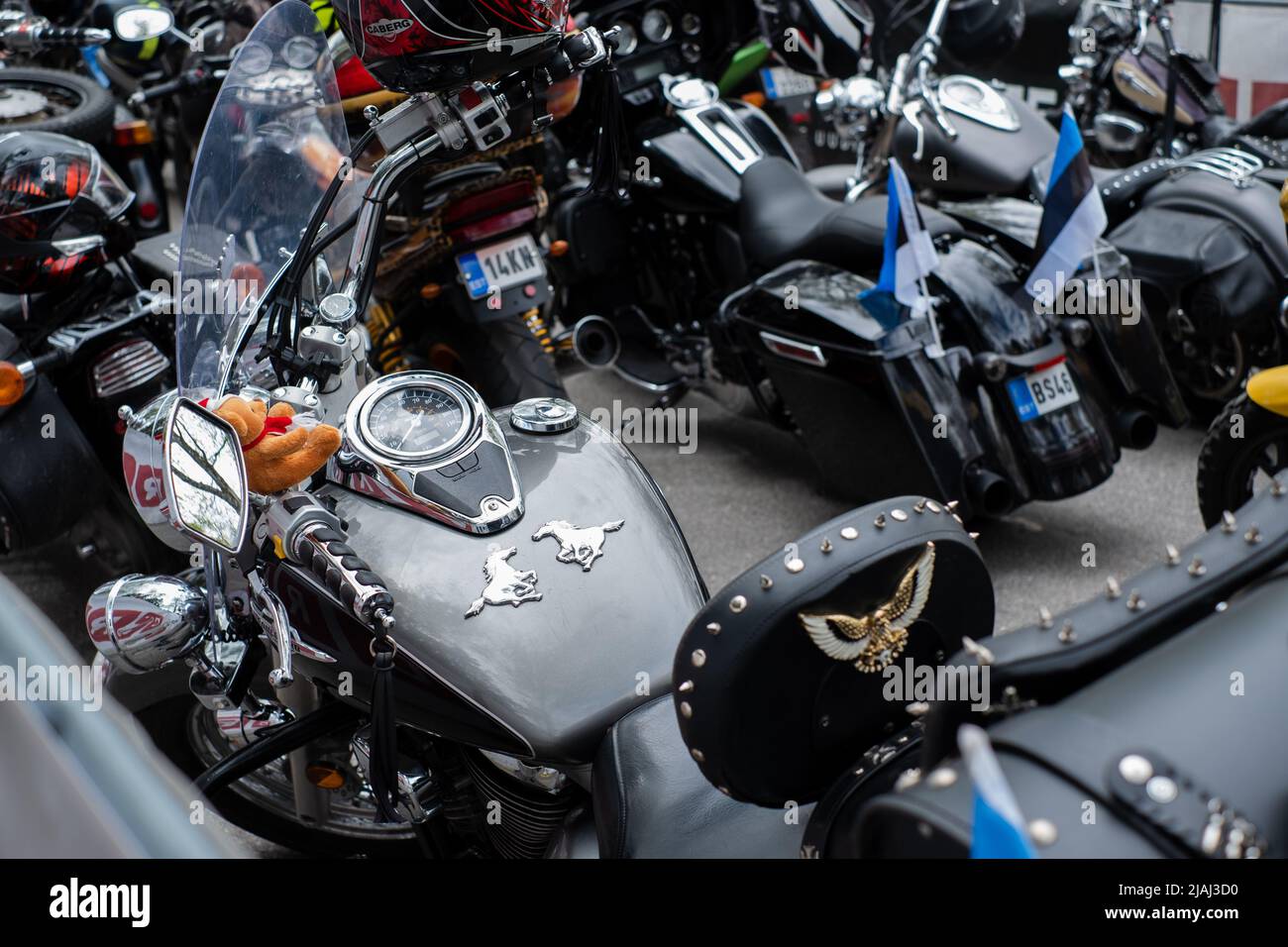 Ouverture de la saison estonienne de la moto. Rassemblement de motocyclistes ou rassemblement. Banque D'Images