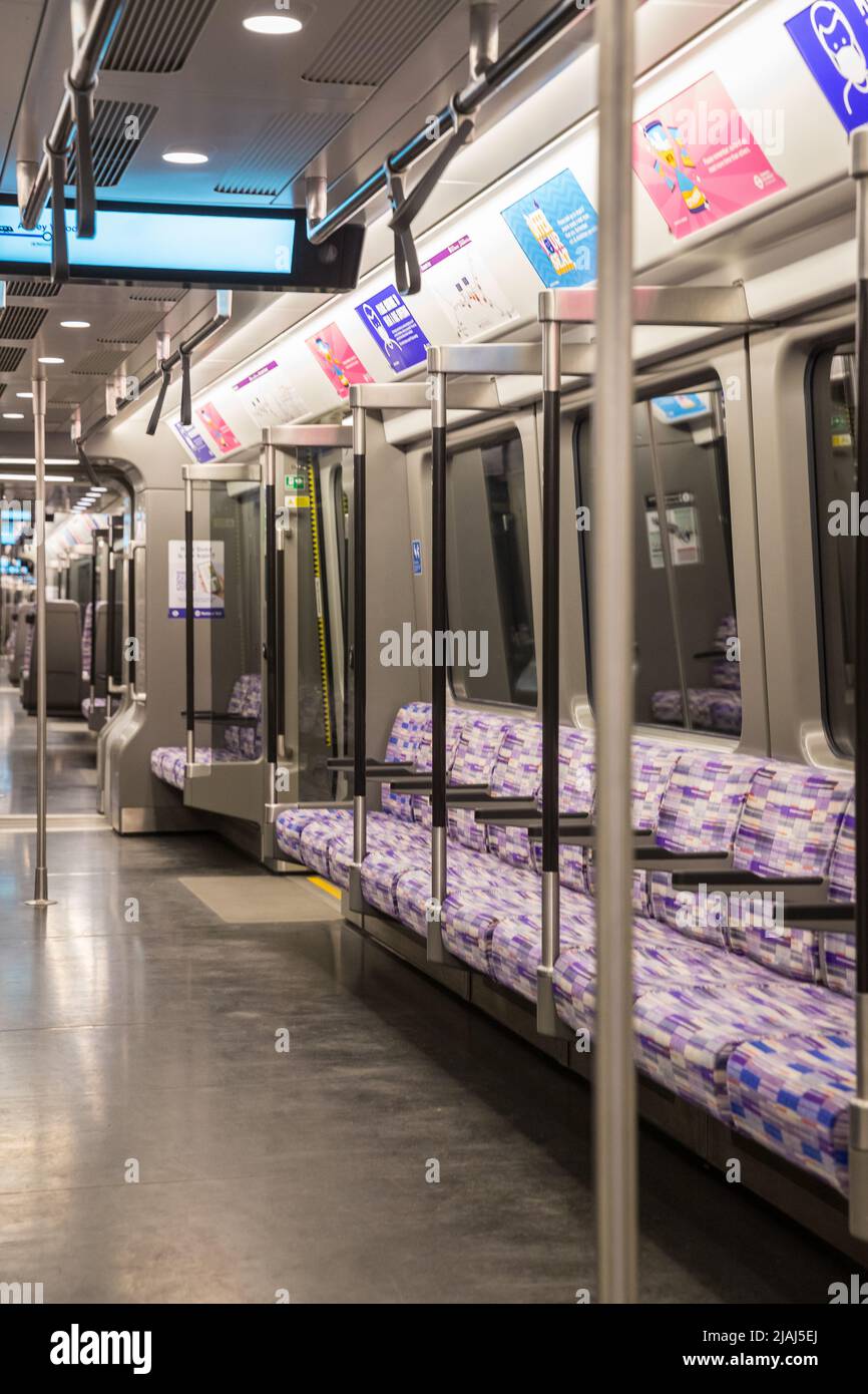 Intérieur vide d'un train Elizabeth Line Banque D'Images