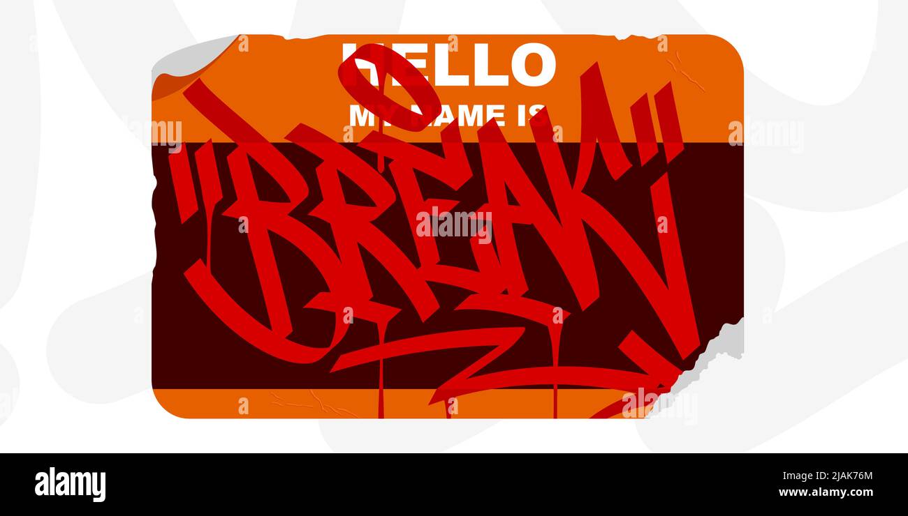 Graffiti style Sticker Bonjour mon nom est avec un modèle d'illustration de vecteur de lettrage d'art de rue Illustration de Vecteur