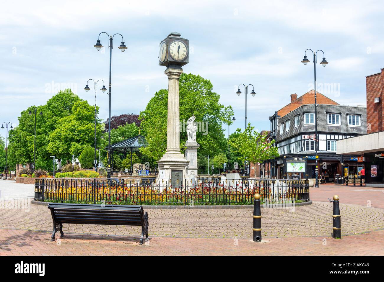 Memorial Clock, Market place, Cannock, Staffordshire, Angleterre, Royaume-Uni Banque D'Images