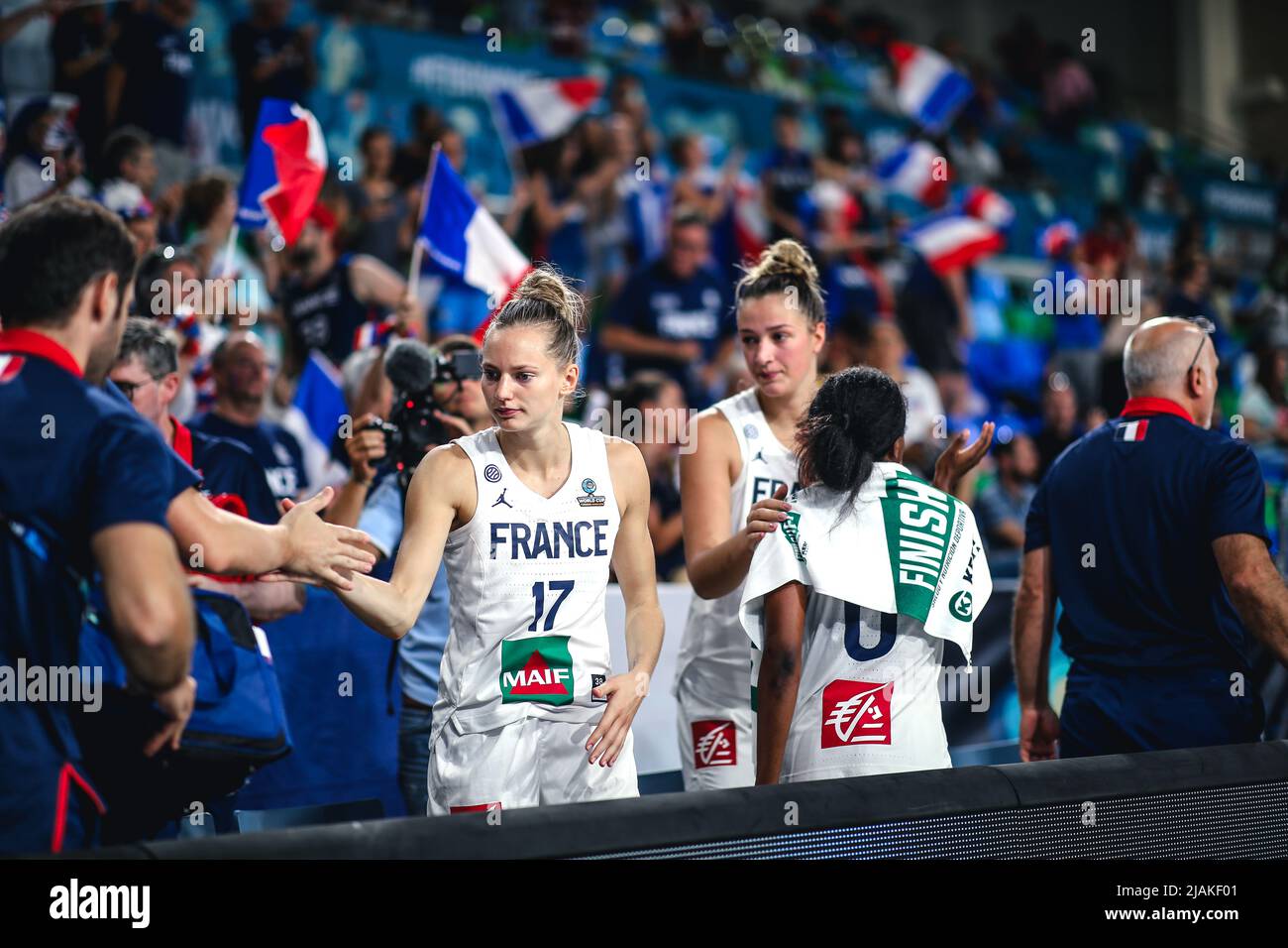 Espagne, Ténérife, 22 septembre 2018 : équipe nationale féminine de basket-ball française lors de la coupe du monde féminine de basket-ball de la FIBA Banque D'Images