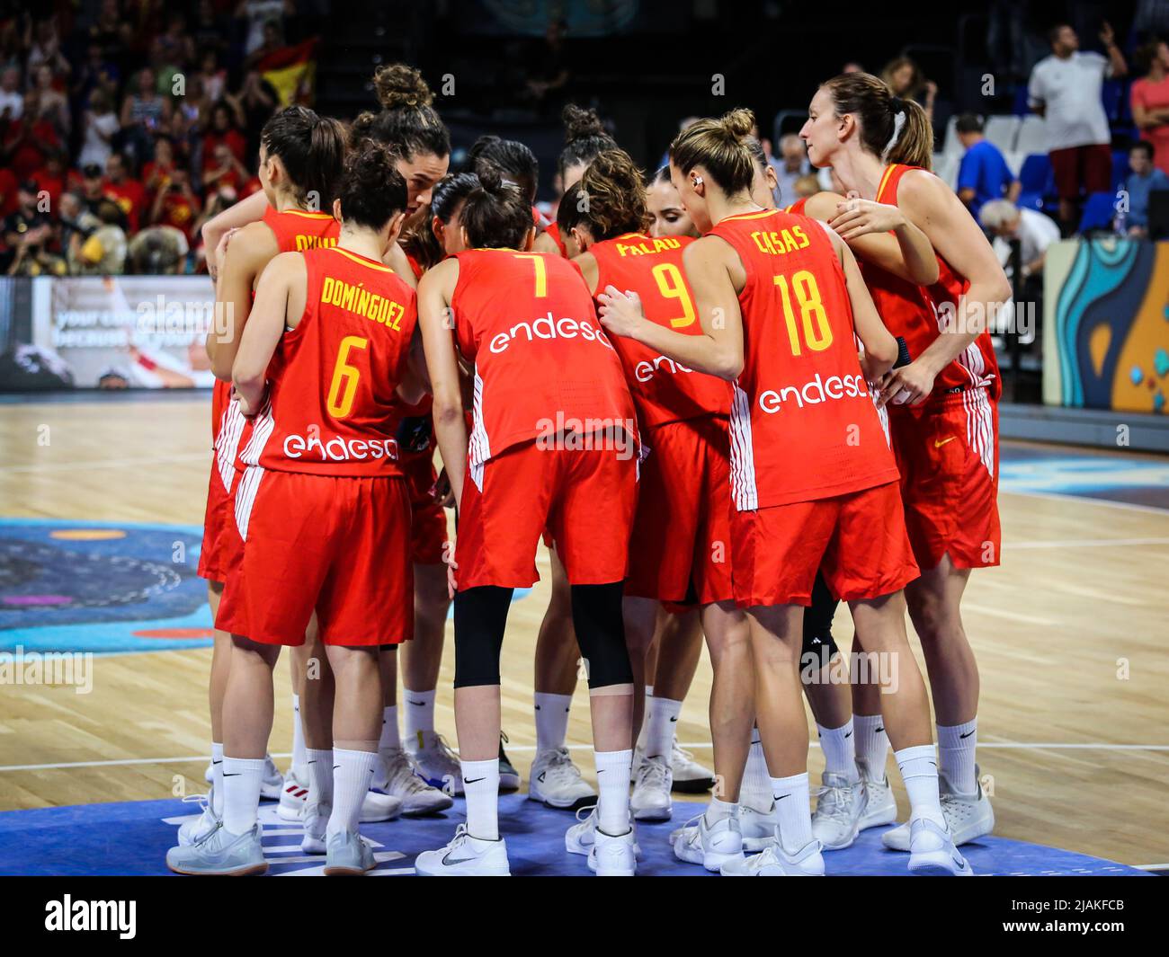 Espagne, Ténérife, 28 septembre 2018: Équipe nationale féminine espagnole de basket-ball pendant la coupe du monde féminine de basket-ball de la FIBA Banque D'Images