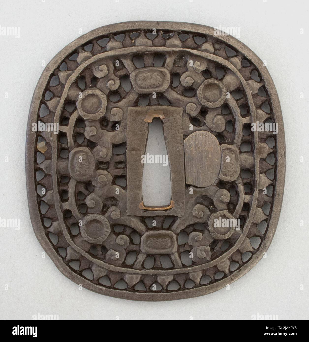 Type Namban tsura branches stylisées avec des fleurs inconnues Banque D'Images