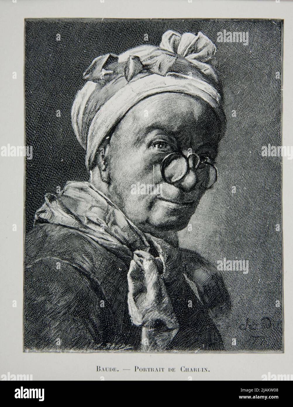 Portrait de Chardin / Portrait de Chardin [selon le portrait pastel Jean Siméon Chardin (1699 1779) de 1771] Chardin, Jean Baptiste Siméon (1699 1779), Baude, Charles (1853 1935) Banque D'Images
