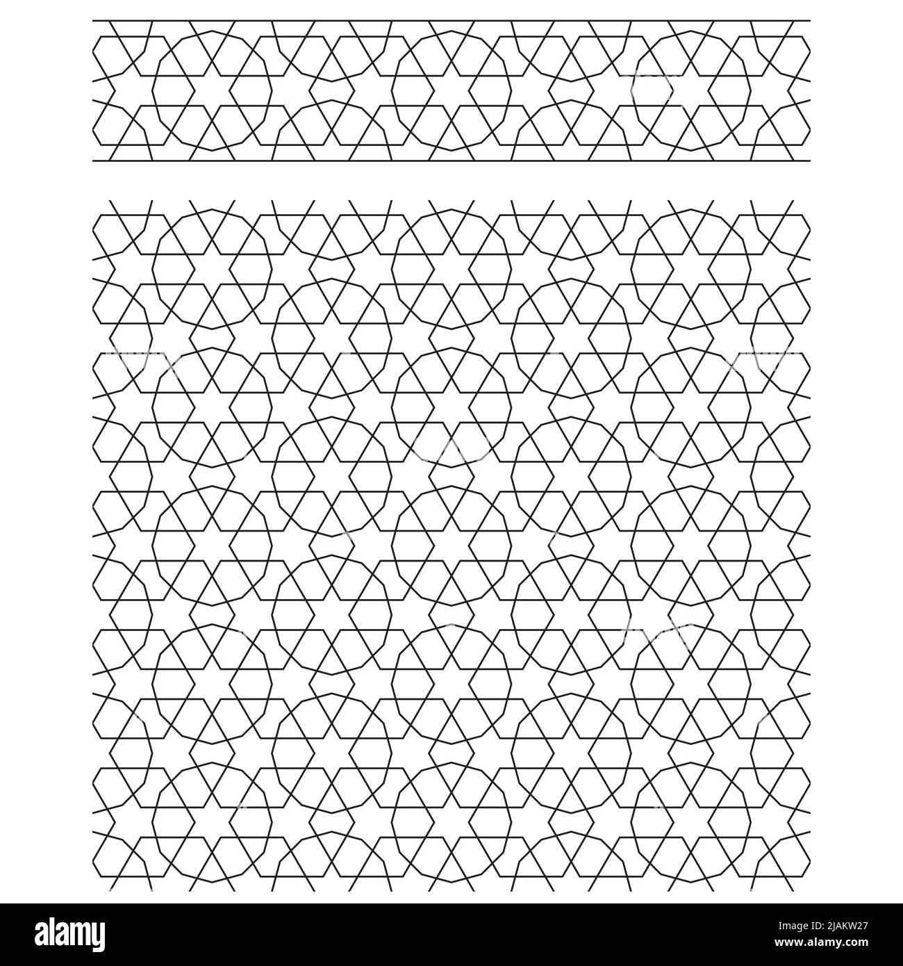 Ruban et motif.décoration géométrique sans couture basée sur l'art islamique traditionnel lignes de couleur noire.Grande conception pour tissu, textile, couverture, emballage pape Illustration de Vecteur