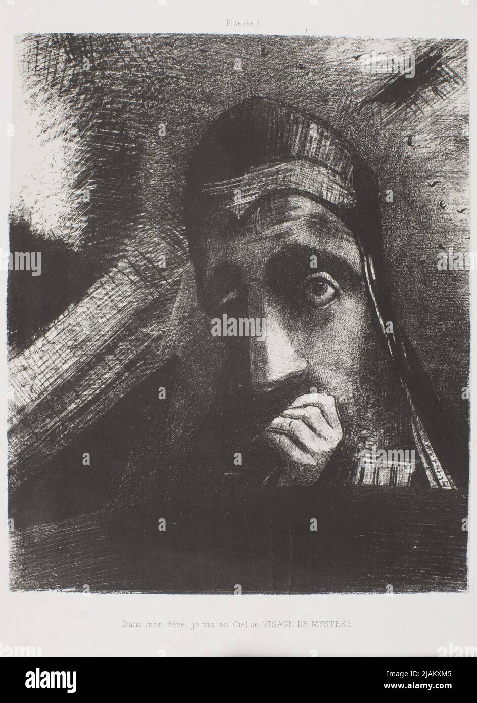 Dans mon rêve, j'ai vu un visage mystérieux dans le ciel pl. I (M. 54) portfolio: Hold GOI Redon, Odilon (1840 1916) Banque D'Images