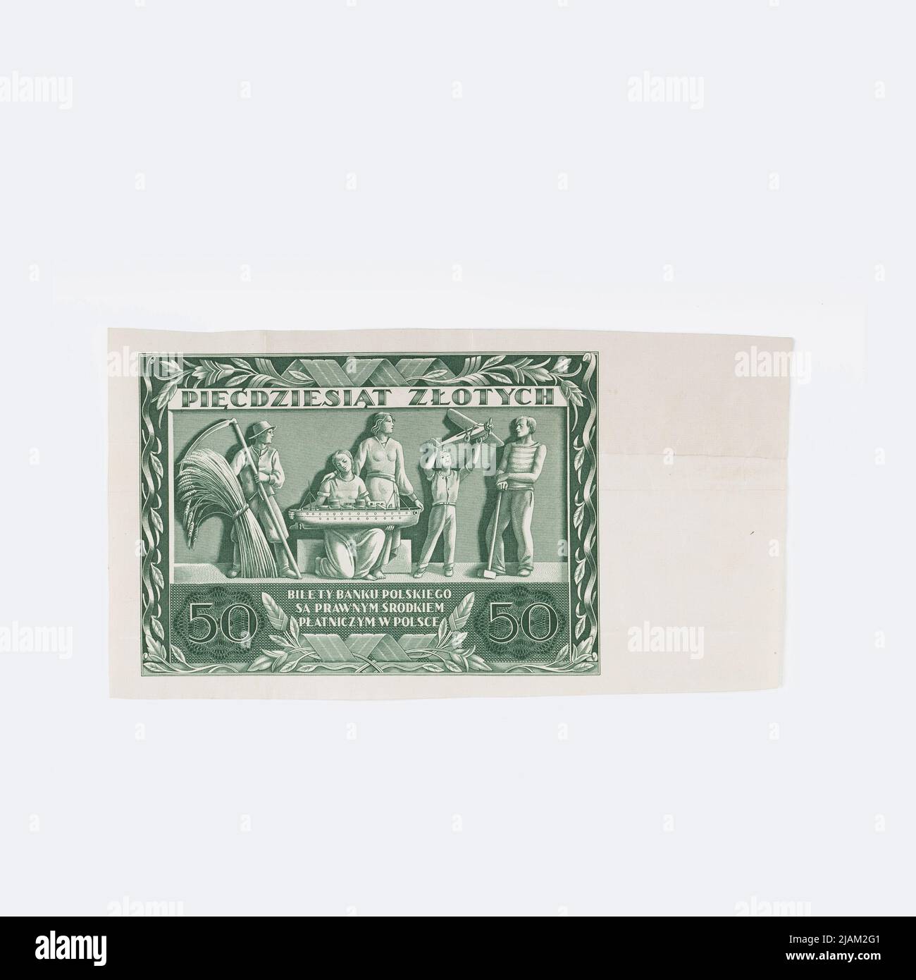 Un billet de banque pour PLN 50, la République de Pologne (1918-1939), Bank Polski, 11.11.1936, non joint, reverse Bank Polski, PWPW S.A. Varsovie, Borowski, Wacław (1885 1954), Vacek, Włodzimerz (1887 1961) Banque D'Images