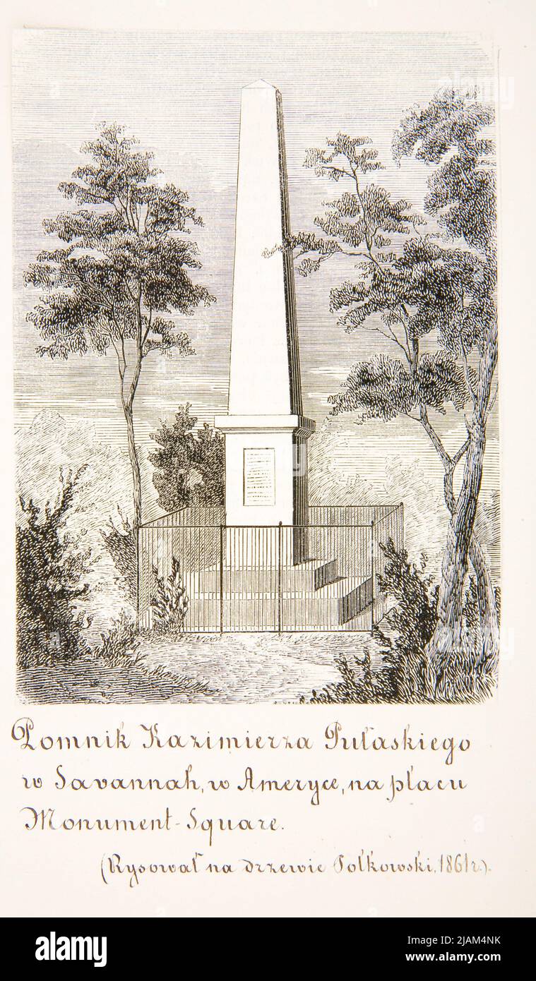 Kazimierz Pułaski Monument selon le dessin inconnu de Polkowski Banque D'Images