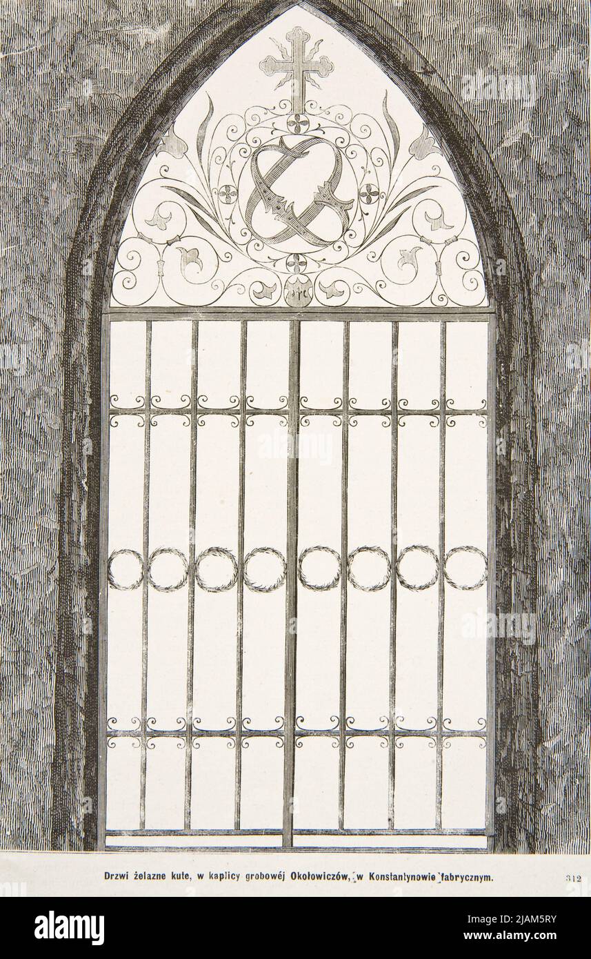 Porte en fer forgé, dans la chapelle tombeau d'Okołowicz, à Konstantynów Fabryczny. Cleastle de la Weekly illustré 1880 (1) 44 inconnu Banque D'Images