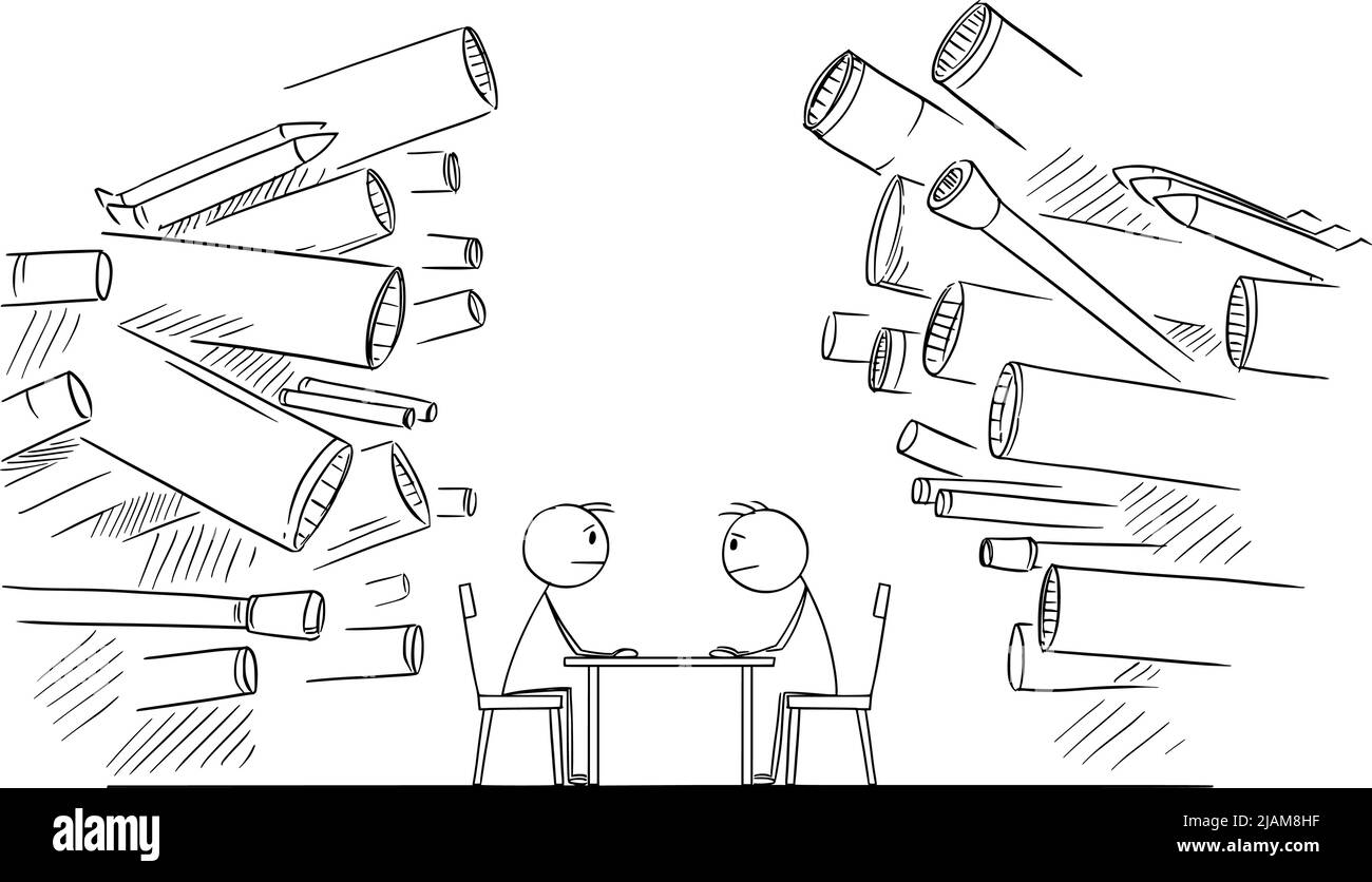 Négociation de guerre ou de paix, Illustration de la figure de la baguette de dessin vectoriel Illustration de Vecteur