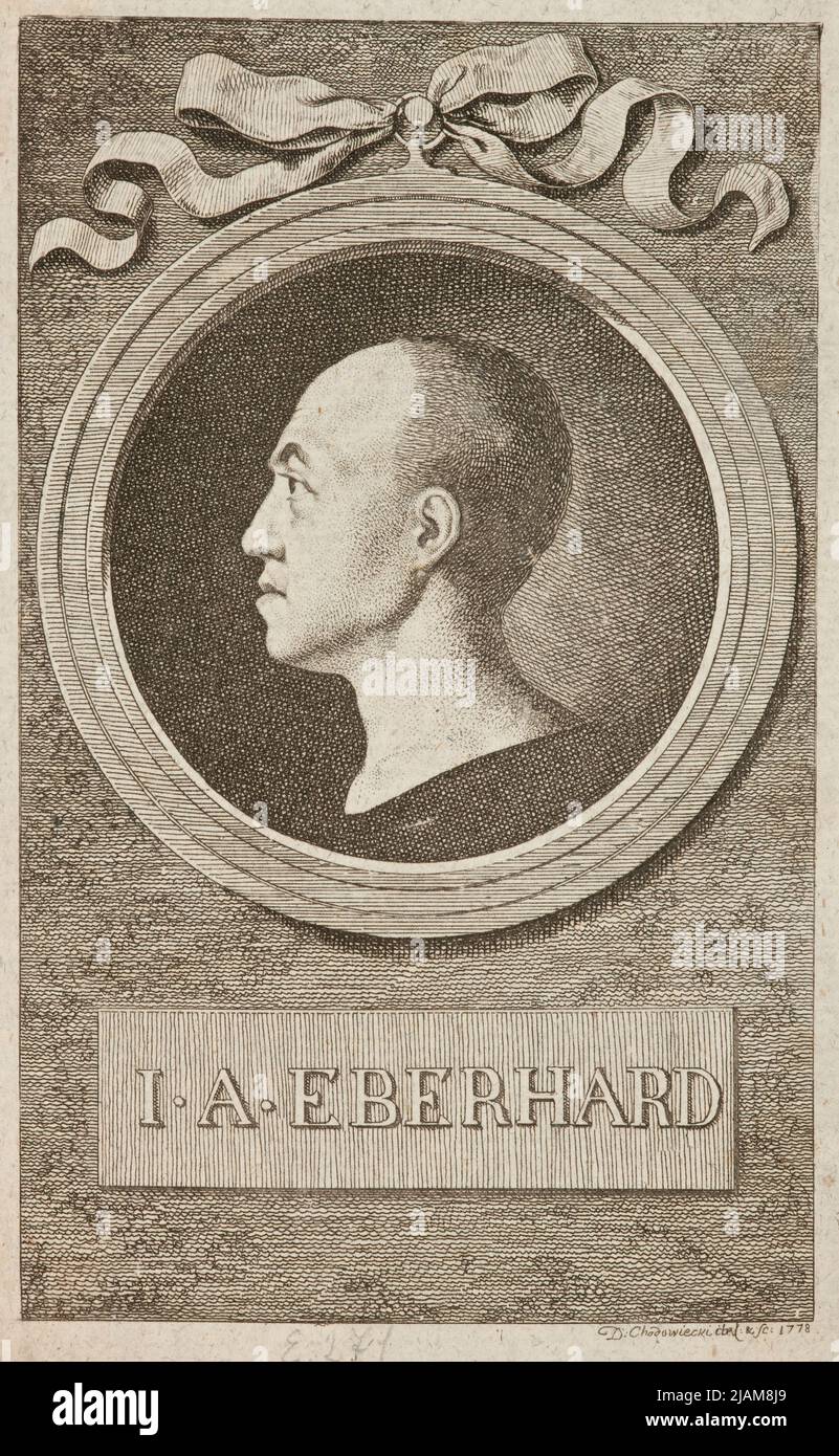 Le titre figure à la Bibliothèque allemande universelle Portrait de Johann August Eberhard (la Bibliothèque allemande générale a publié Friedrich Nicolai. 1779) Chodowiecki, Daniel Nikolaus (1726 1801) Banque D'Images