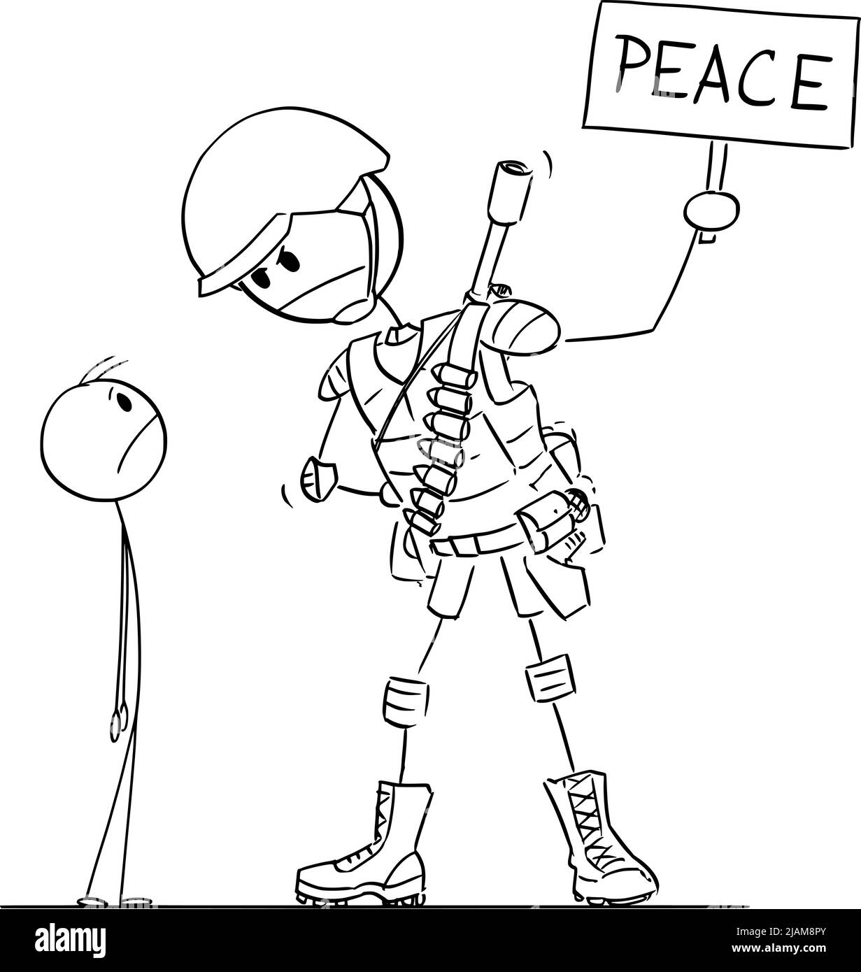 Soldat civil et armé, bâton de dessin animé Illustration Illustration de Vecteur