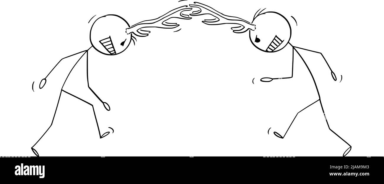 Deux personnes avec des cornes ou des lutteurs, le bâton de dessin vectoriel Figure Illustration Illustration de Vecteur