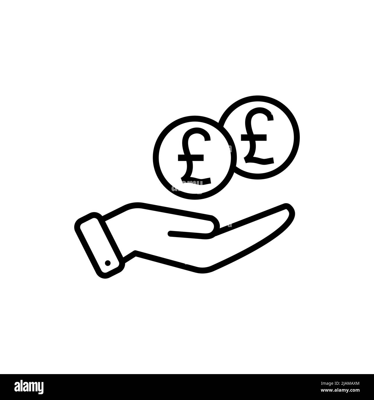 Main Money, icône de paiement livre sterling. Vecteur modifiable isolé sur fond blanc. Illustration de Vecteur