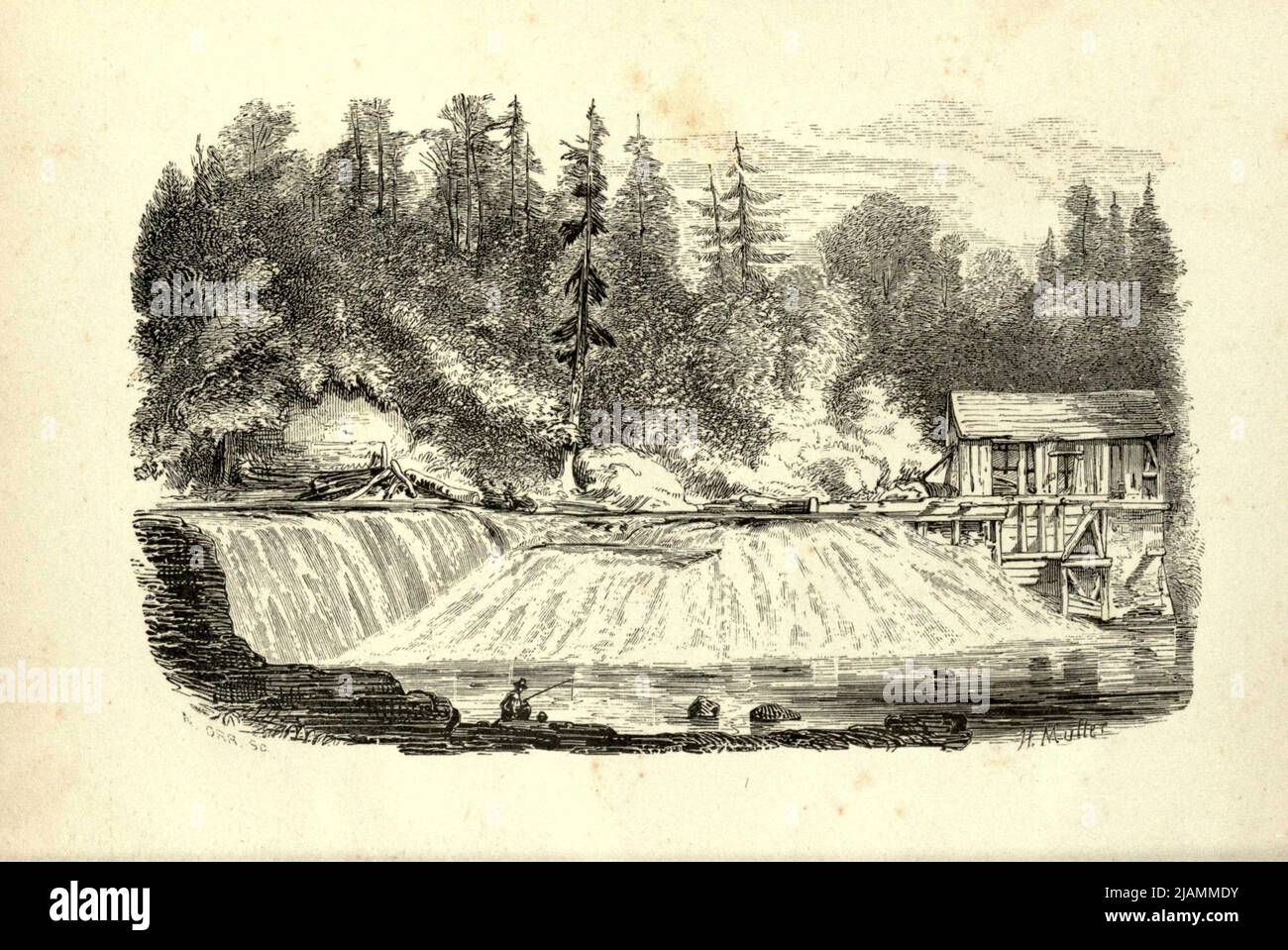 MILL-DAM FALL from the Book ' Trenton Falls, pittoresque et descriptif ' par Nathaniel Parker Willis, John Sherman, ILLUSTRATIONS DE DESSINS ORIGINAUX PAR HEINE, KUMMER AND MULLER Date de publication 1851 Editeur New York : G.P. Putnam [Trenton Falls est une chute d'eau sur West Canada Creek à Trenton, New York. Des sentiers pittoresques ont été développés par énergie renouvelable Brookfield et la ville de Trenton. Les chutes ont été et utilisées pour produire de l'électricité générée par l'hydroélectricité à partir du début du XXe siècle, et continuent du faire aujourd'hui.] Banque D'Images