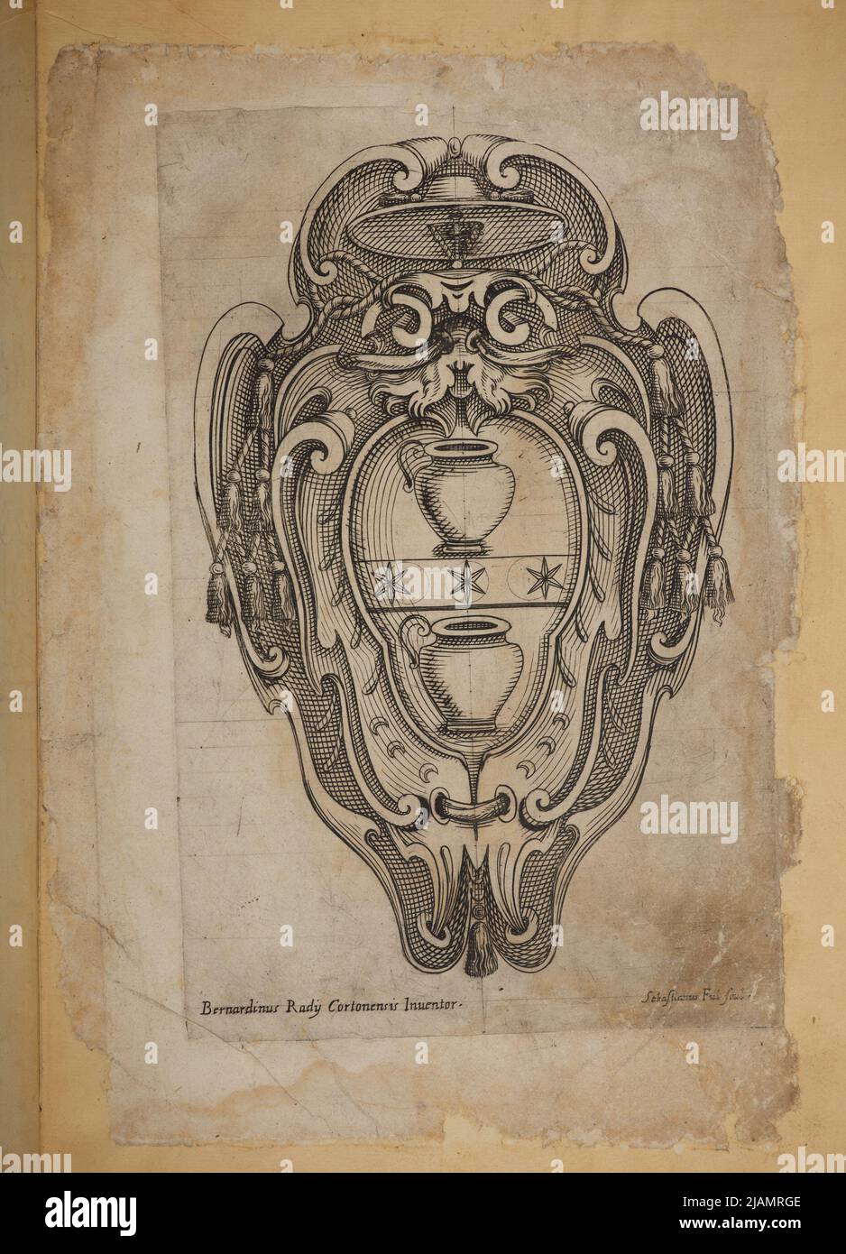 Kartusz (Strona 2) W Albumie: Divers dessins de dépôts O'SPulcri inventés par Bernardino Radi de Cartona, à Rome l'année 1619 Radi, Bernardino (1581 1643), Fulcaro, Sebastiano (fl. 1612 1640) Banque D'Images