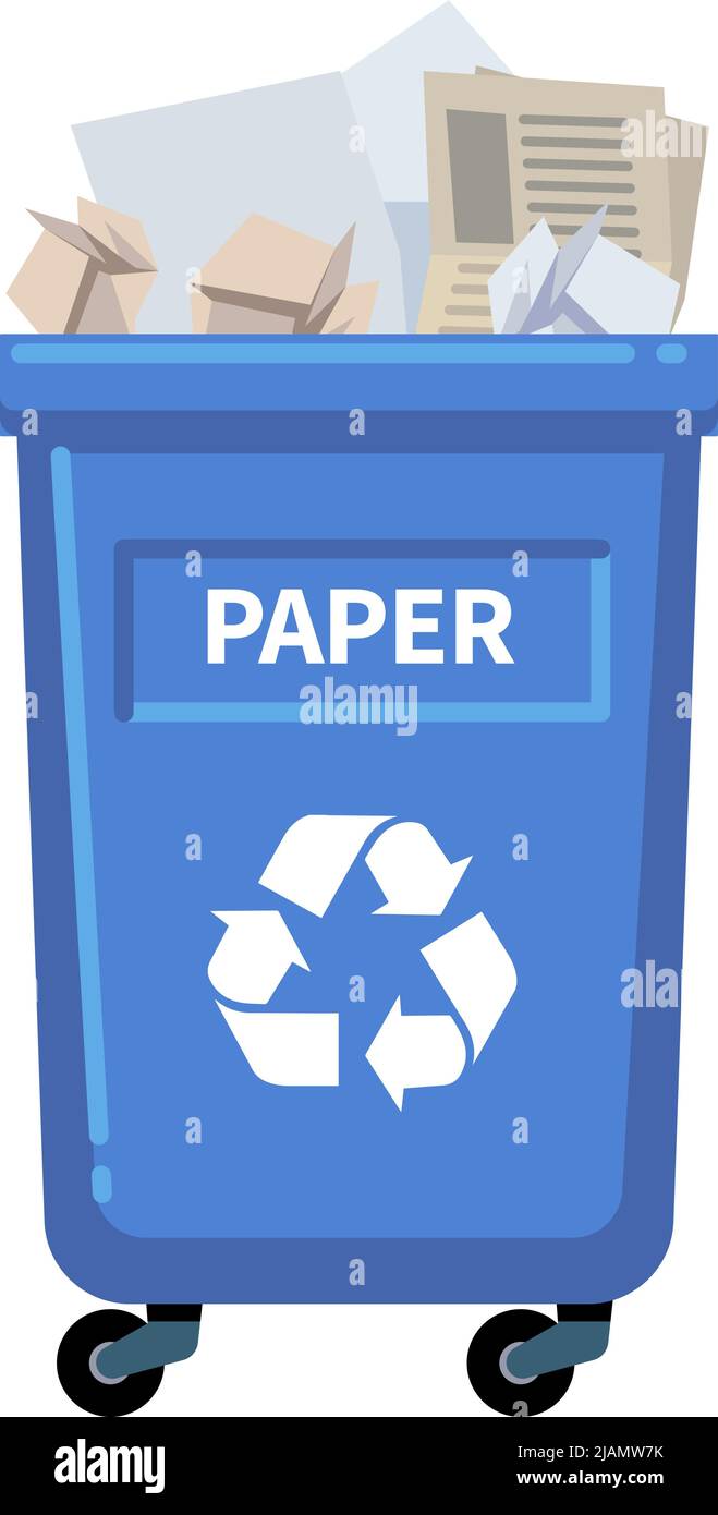 Poubelle de recyclage du papier. Conteneur bleu pour le tri des déchets  Image Vectorielle Stock - Alamy