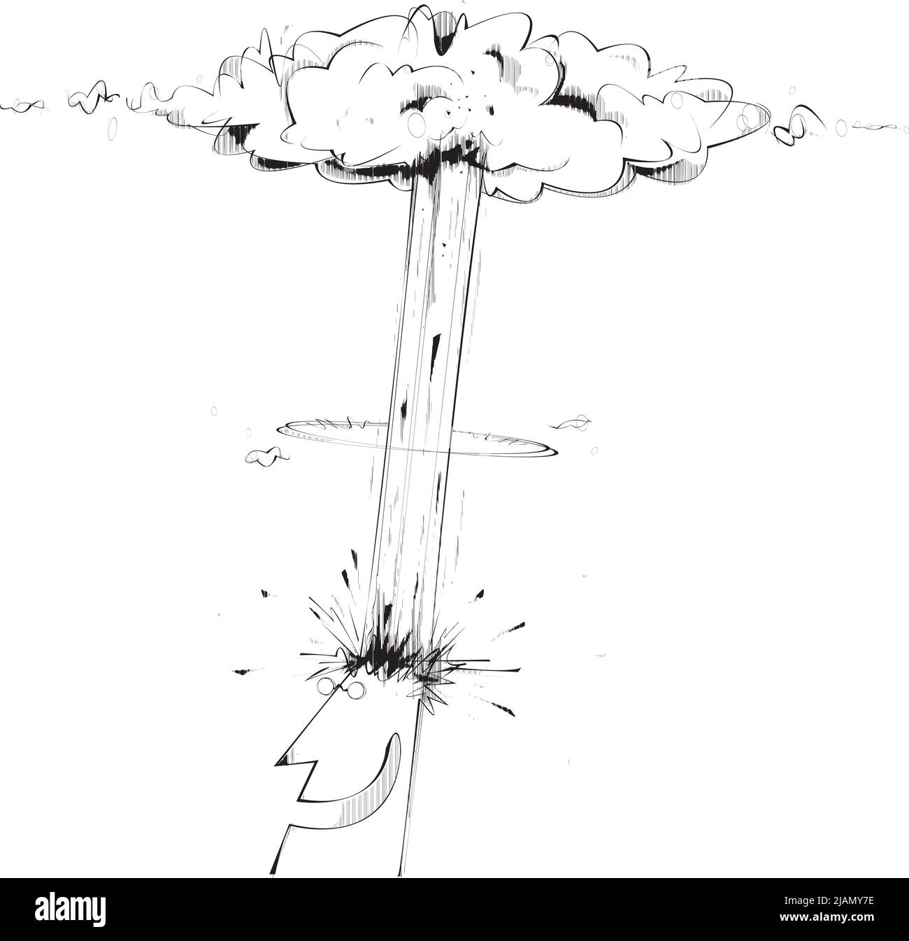 L'homme a une idée et sa tête explose Illustration de Vecteur