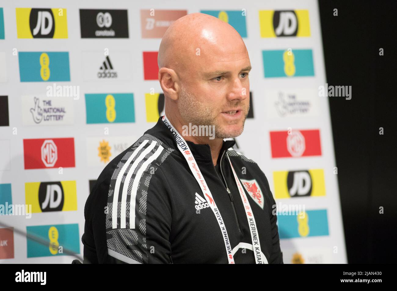 Wroclaw, Pologne. 31st mai 2022. Wroclaw, Pologne, 31 mai 2022. Conférence de presse avant le match du Groupe de la Ligue des Nations de l'UEFA A4 entre la Pologne et le pays de Galles à la Tarczynski Arena de Wroclaw, Pologne photo: Wales National football Team Manager Robert page crédit: Piotr Zajac/Alay Live News Banque D'Images