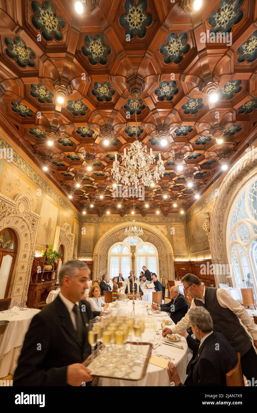 Bussaco Palace Hotel restaurant, Serra do Bussaco, Portugal, Europe Banque D'Images