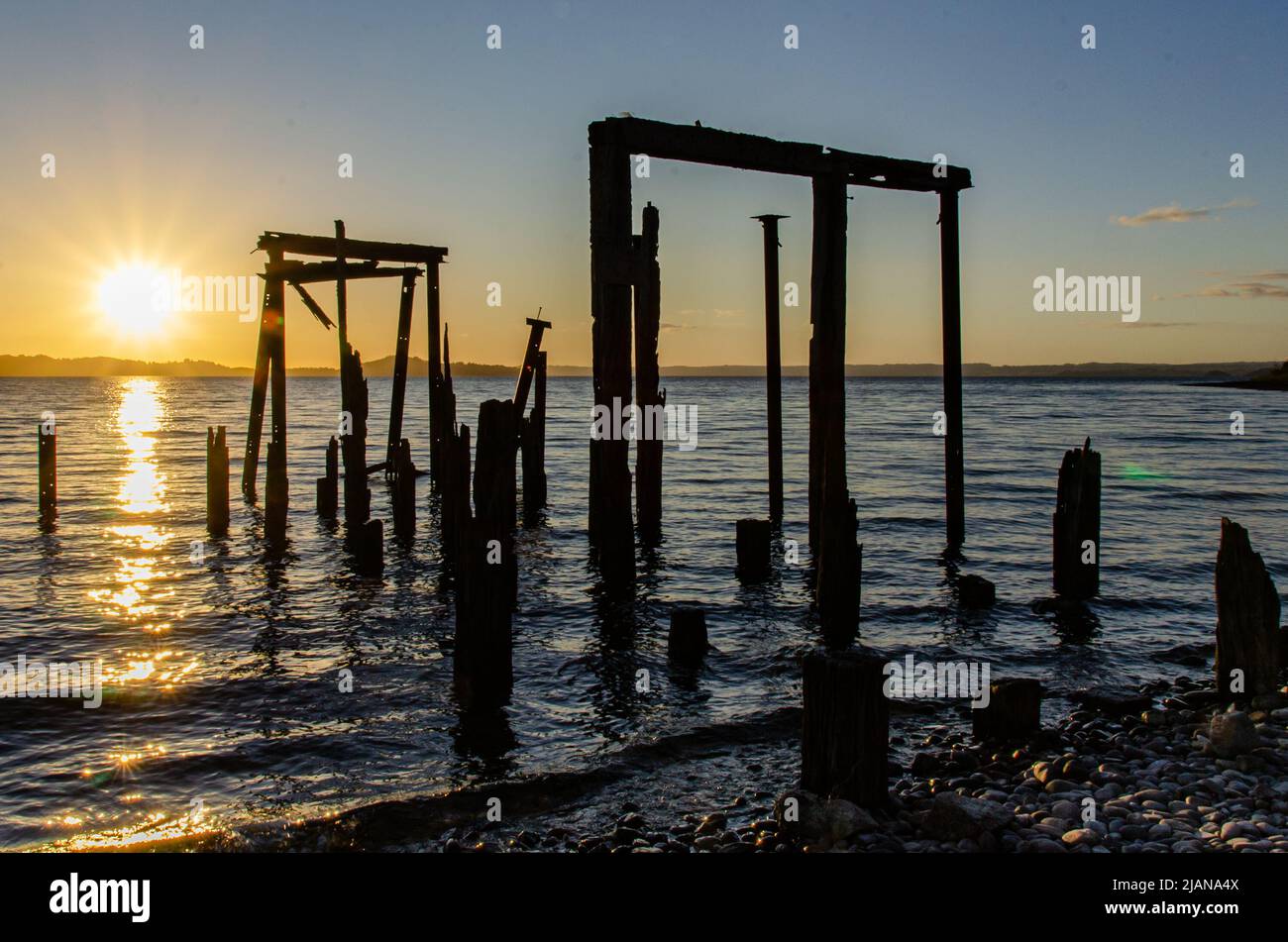 Scène de coucher de soleil au lac Ranco, Los Rios, Chili Banque D'Images