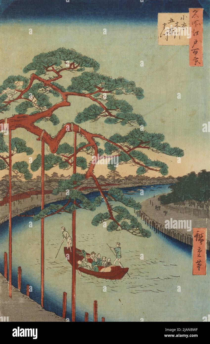 Cinq pins le long de la rivière Onagigawa /Onagigawa gohon matsu, planche 97 de la série: Une centaine de vues célèbres d'Edo /Meisho Edo hyakkei HIROSHIGE, Ichiryusai (1797 1858) Banque D'Images