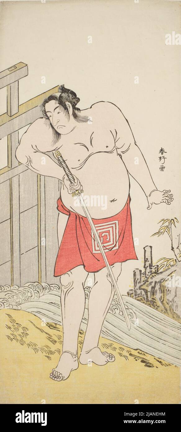 L'acteur Ichikawa Monnosuke II, debout à côté de la écluse Katsukawa, shunko (1743 1812) Banque D'Images