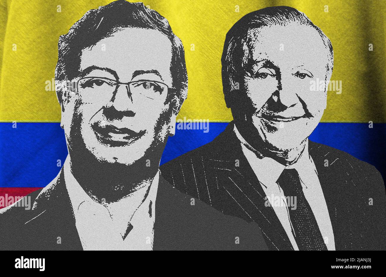 Gustavo Petro, Rodolfo Hernández et le drapeau colombien Banque D'Images