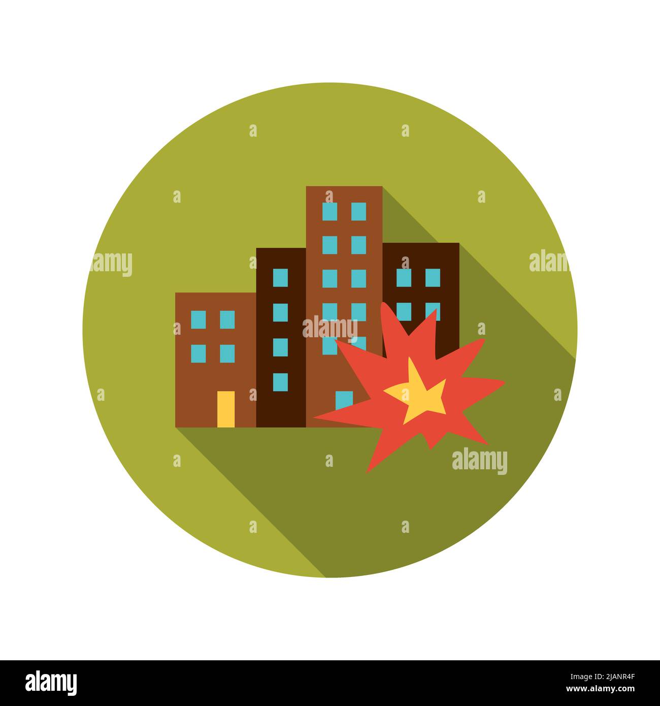 Icône du cercle de villes bombardé Illustration de Vecteur