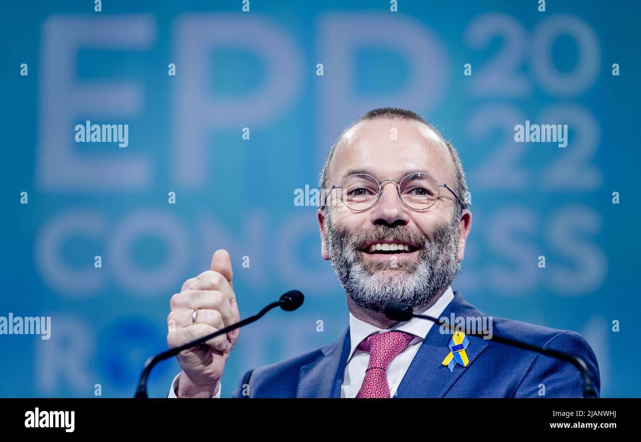 2022-05-31 21:03:38 ROTTERDAM - Manfred Weber (président élu du PPE) pendant le premier jour du congrès du PPE à Ahoy Rotterdam. Le Congrès du PPE est organisé par le Parti populaire européen (PPE), la famille politique des démocrates-chrétiens en Europe. ANP SEM VAN DER WAL pays-bas sortie - belgique sortie Banque D'Images