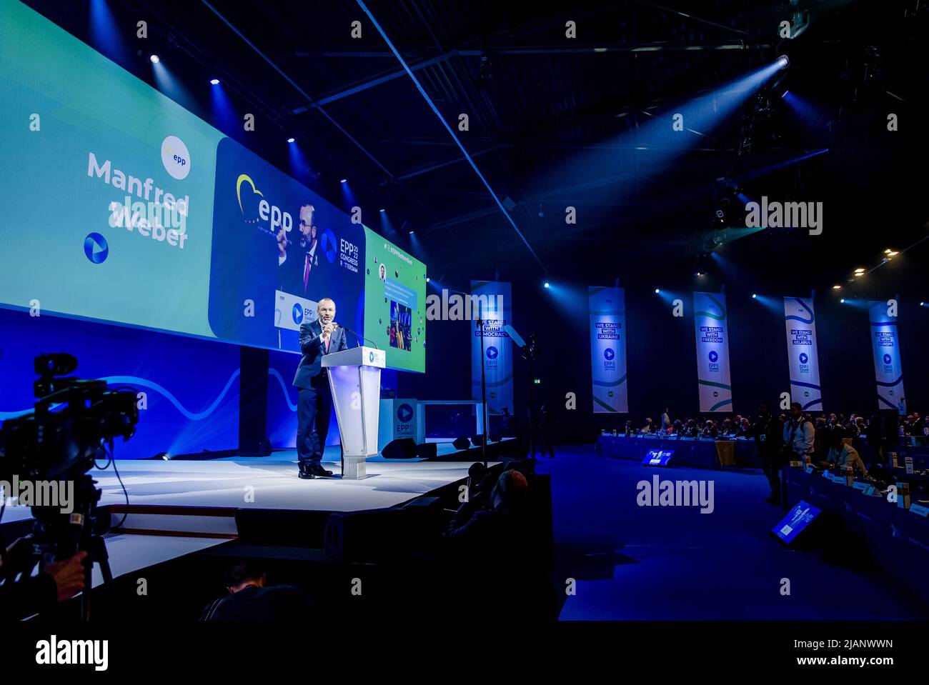 2022-05-31 21:07:16 ROTTERDAM - Manfred Weber (président élu du PPE) pendant le premier jour du congrès du PPE à Ahoy Rotterdam. Le Congrès du PPE est organisé par le Parti populaire européen (PPE), la famille politique des démocrates-chrétiens en Europe. ANP SEM VAN DER WAL pays-bas sortie - belgique sortie Banque D'Images