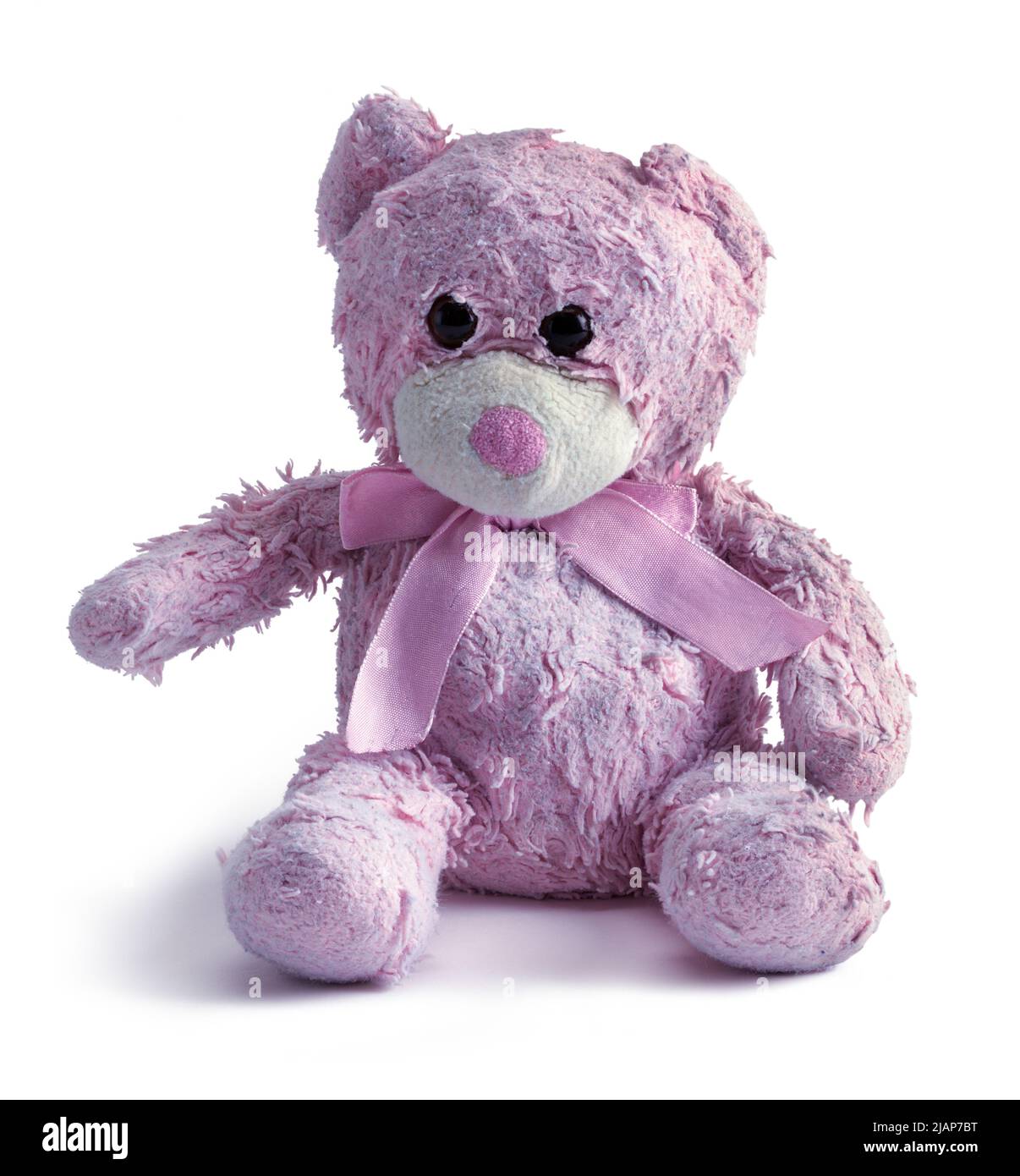 Old Pink Teddy Bear Cut Out on White. Banque D'Images
