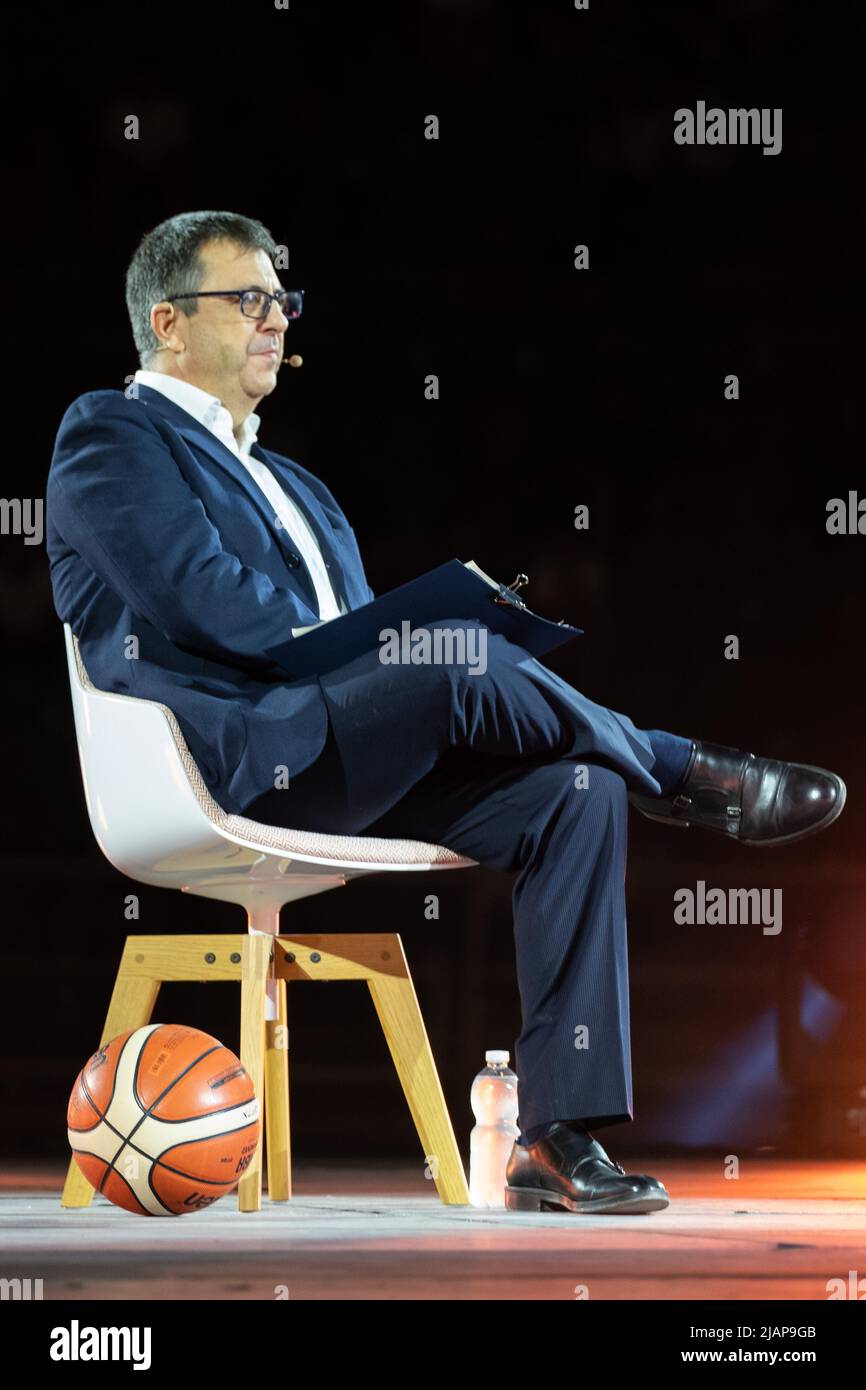 Vérone, Italie. 14th septembre 2020. Federico Buffa, journaliste sportif et conteur italien, lors de ses spectacles en direct dans l'Arena di Verona. Banque D'Images