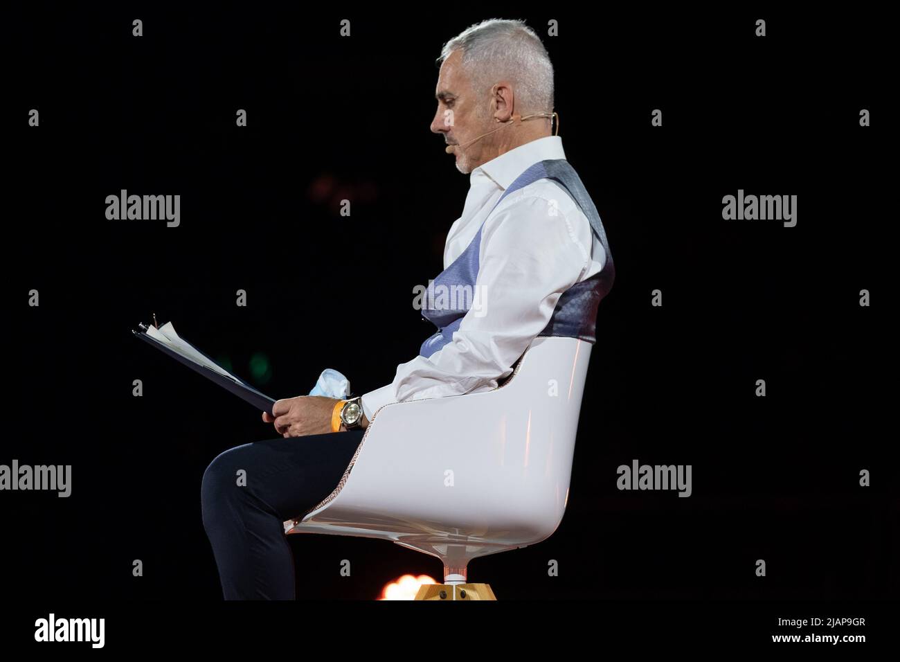 Vérone, Italie. 14th septembre 2020. Federico Buffa, journaliste sportif et conteur italien, lors de ses spectacles en direct dans l'Arena di Verona. Banque D'Images