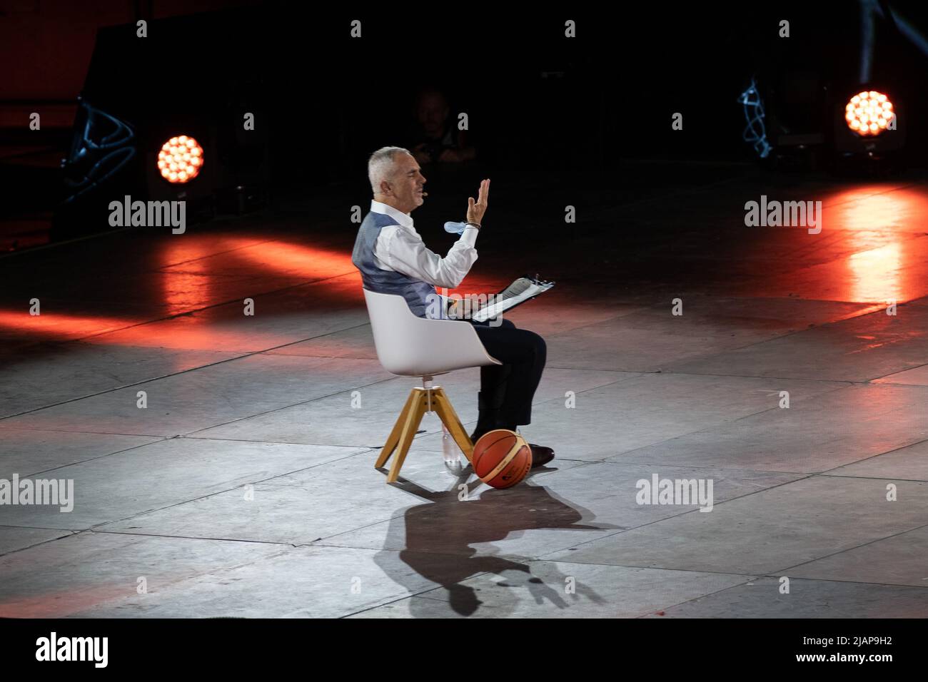 Vérone, Italie. 14th septembre 2020. Federico Buffa, journaliste sportif et conteur italien, lors de ses spectacles en direct dans l'Arena di Verona. Banque D'Images