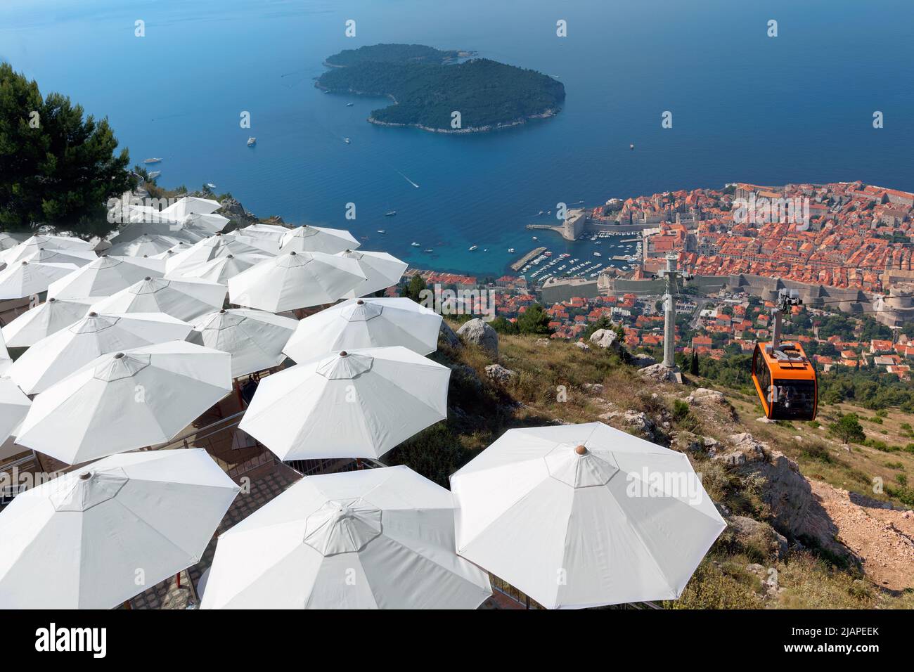 Vue sur la côte. Dubrovnik, Croatie. Côte Adriatique. Banque D'Images