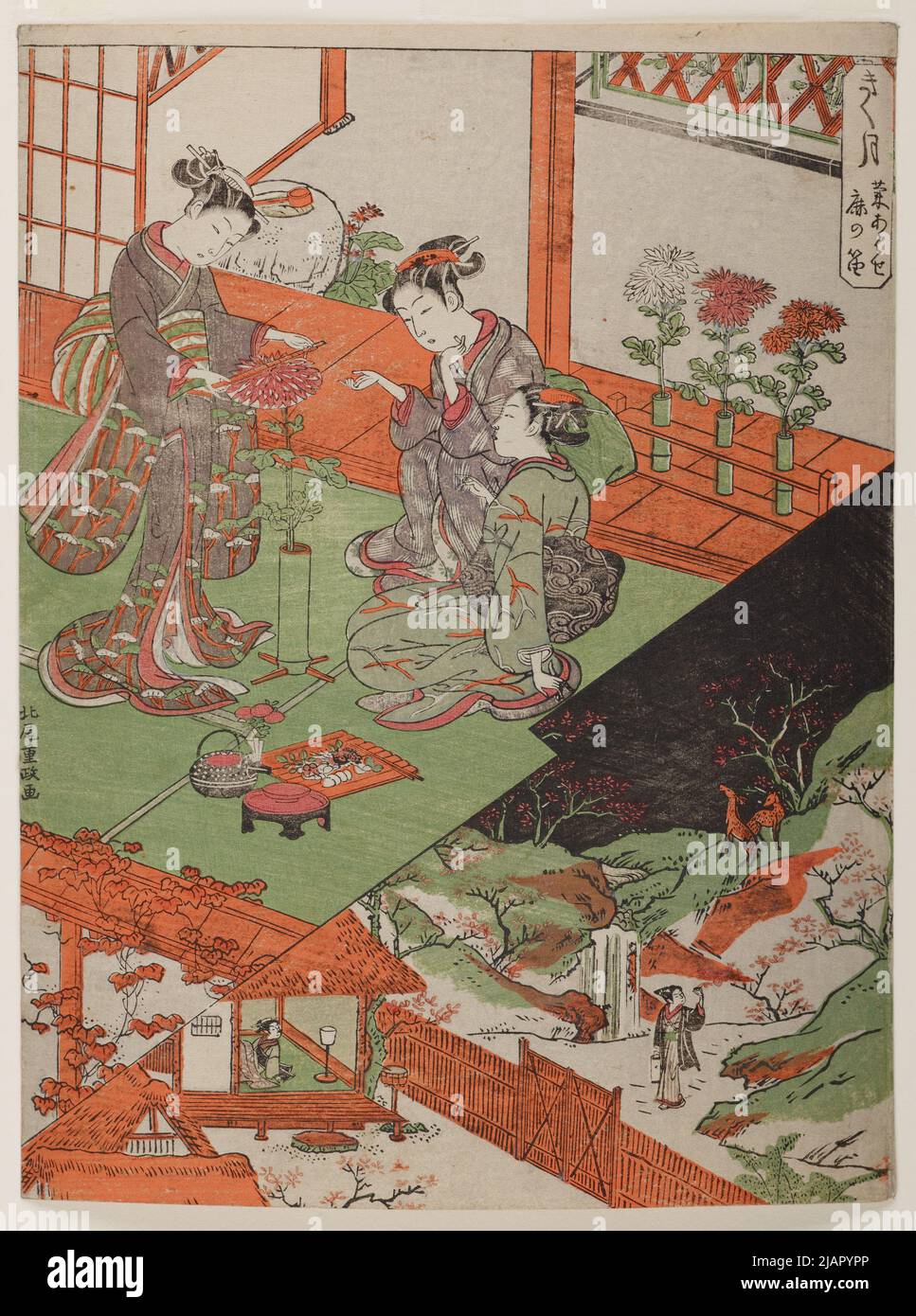 Mois des chrysanthèmes septembre /Kiku tsuki, de la série: Douze mois en coutumes japonaises Kitao, Shigemasa (1738 1820) Banque D'Images