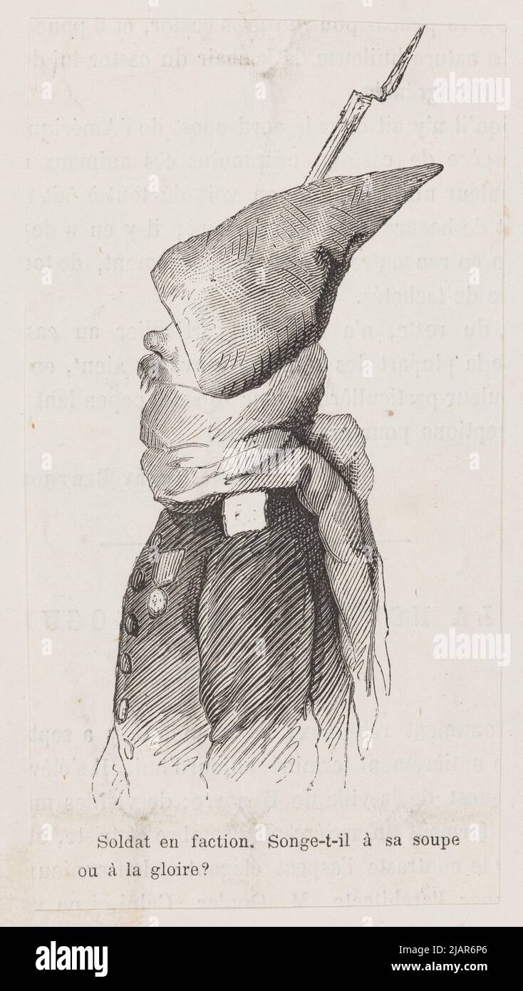 Soldat de faction. Pense-t-il à So Soue ou Glory French Press clippé sur l'album Card. Inconnu Banque D'Images